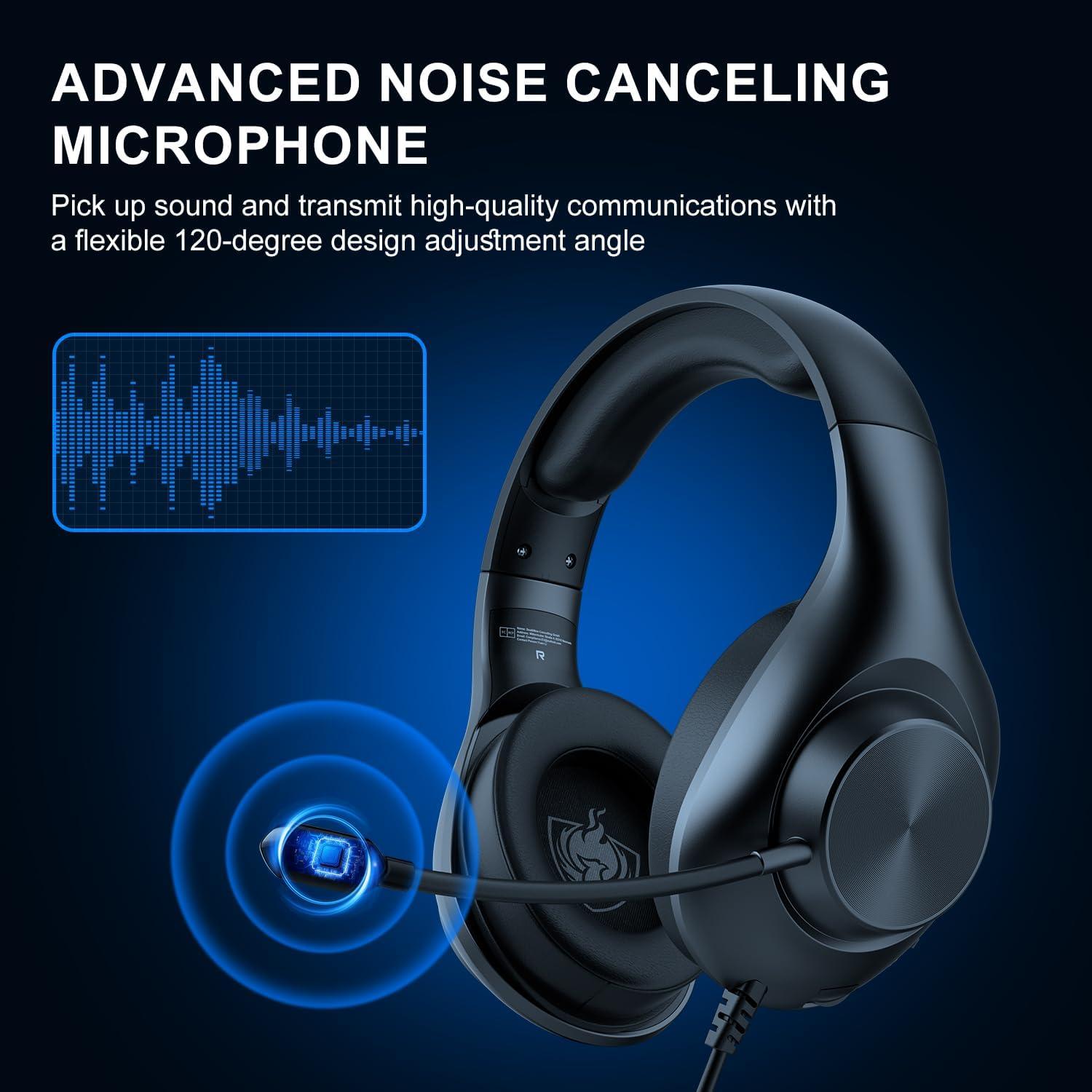 Auriculares Gaming YOTMS H-7 con Sonido Surround 7.1, Negro