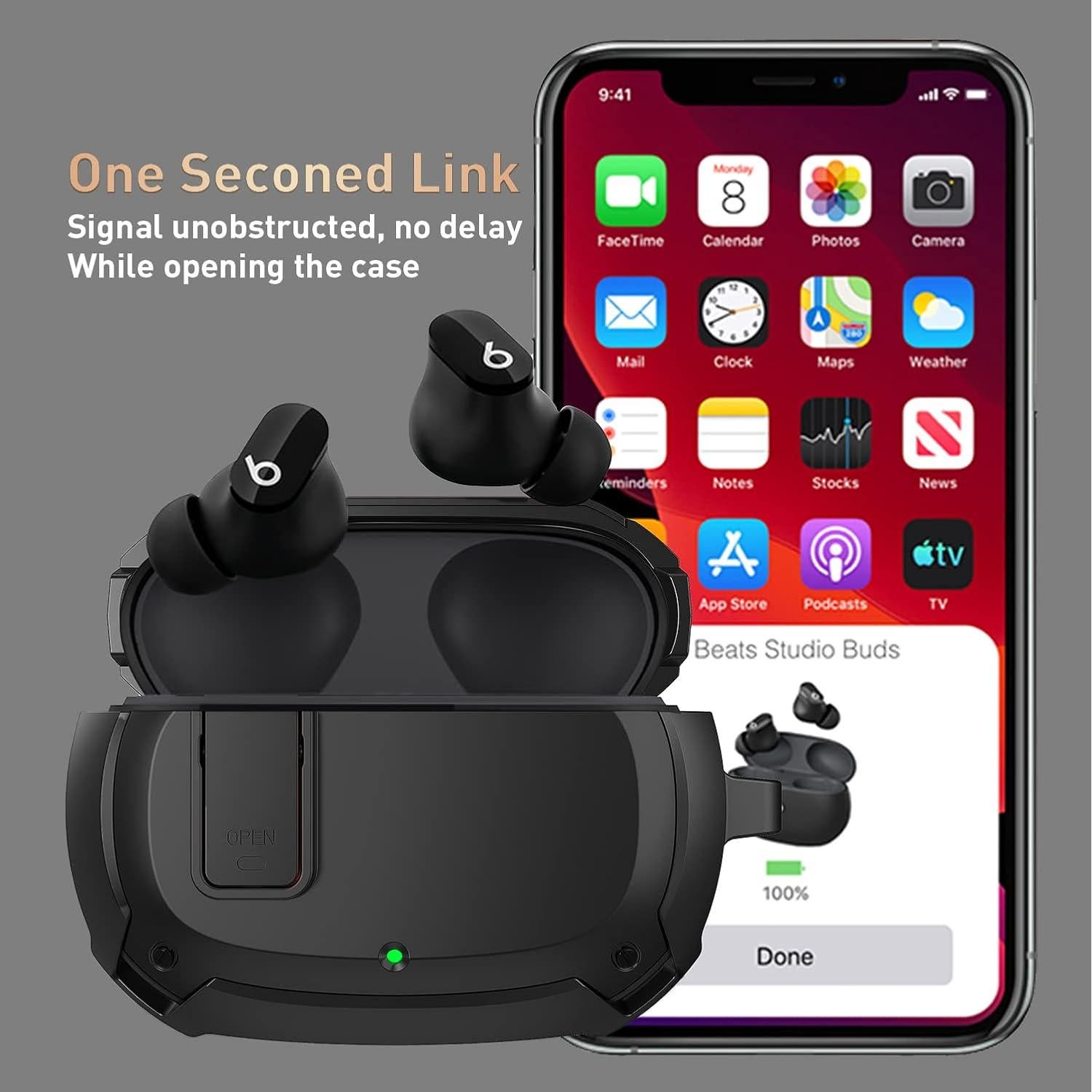 Funda Protectora OTOPO para Beats Studio Buds 2021/2023 - Negro