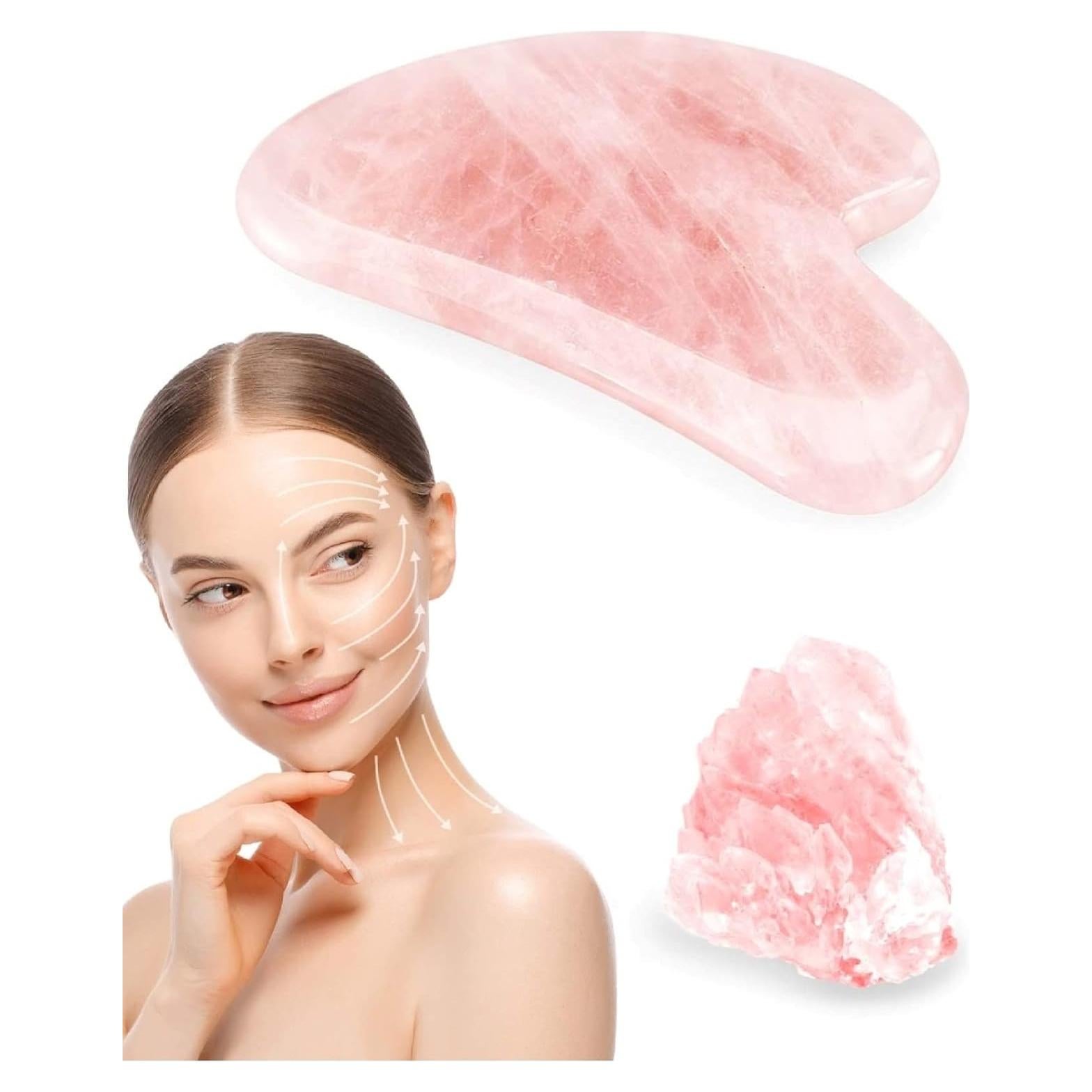 Gua Sha Facial de Cuarzo Rosa Natural GUASHAPE - 8.13x5.58cm