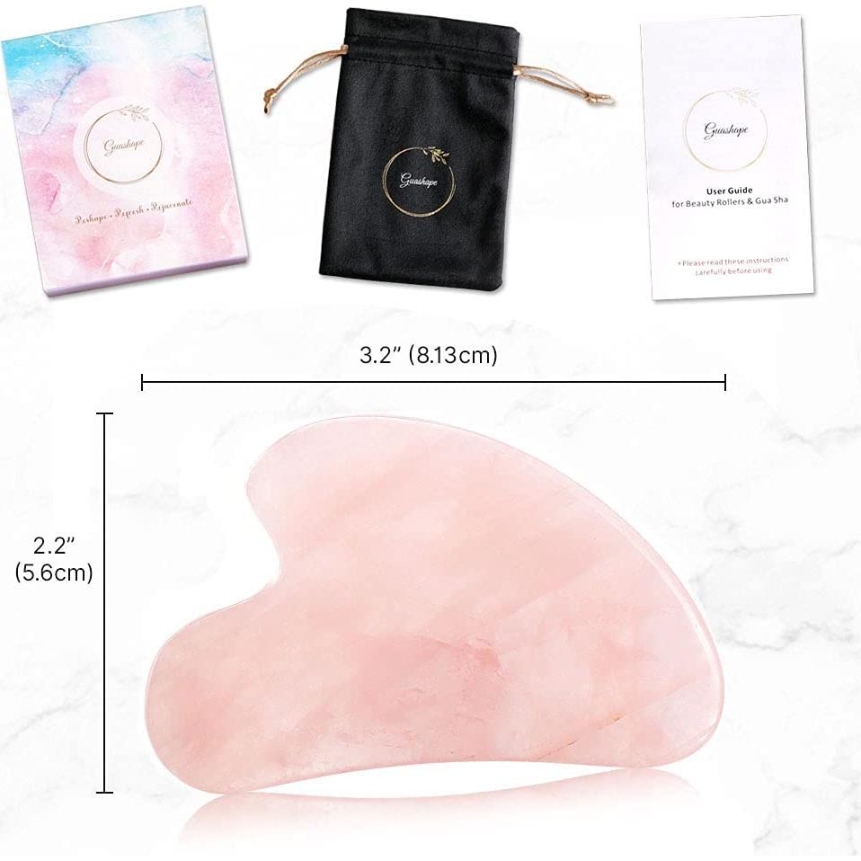 Gua Sha Facial de Cuarzo Rosa Natural GUASHAPE - 8.13x5.58cm