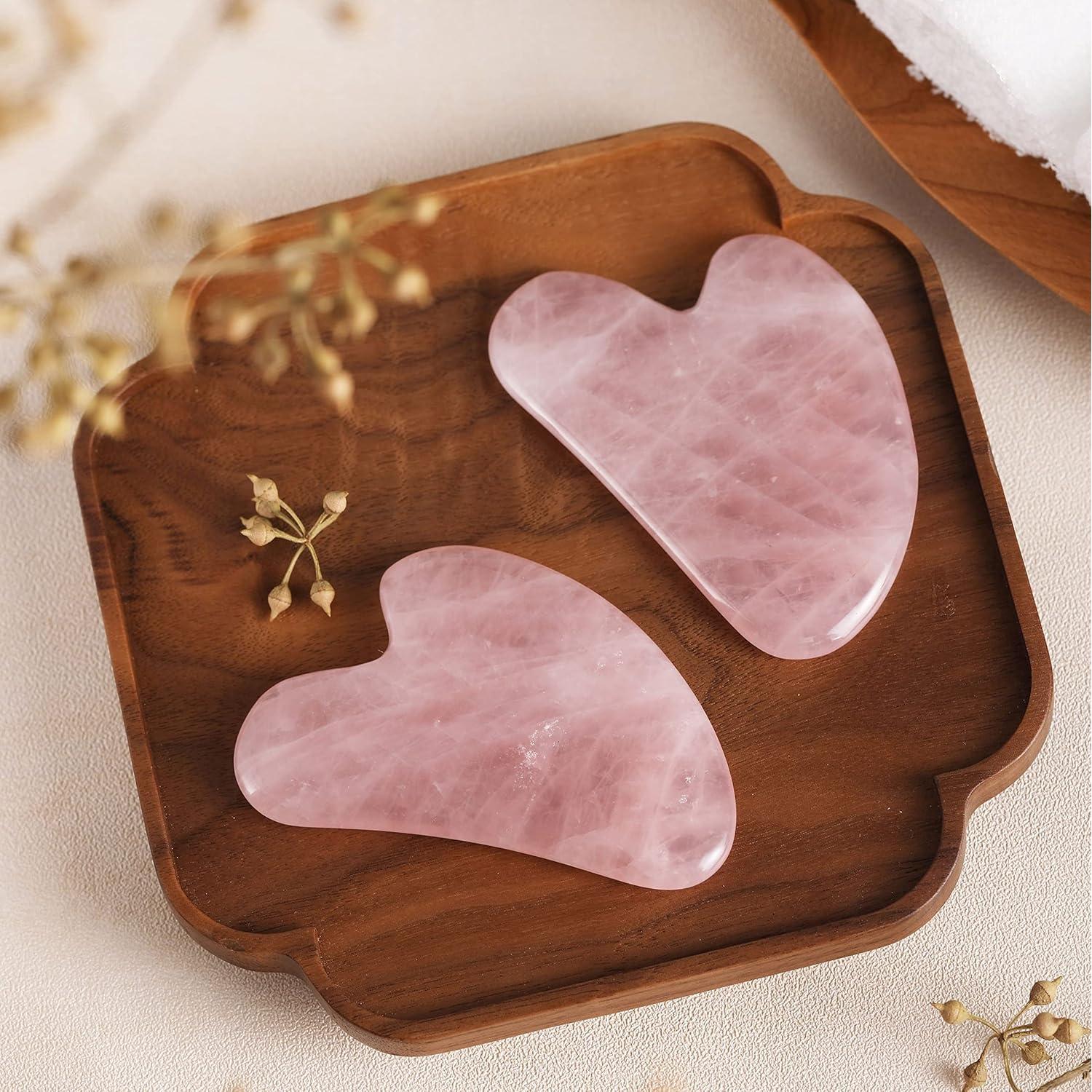 Gua Sha Facial de Cuarzo Rosa Natural GUASHAPE - 8.13x5.58cm