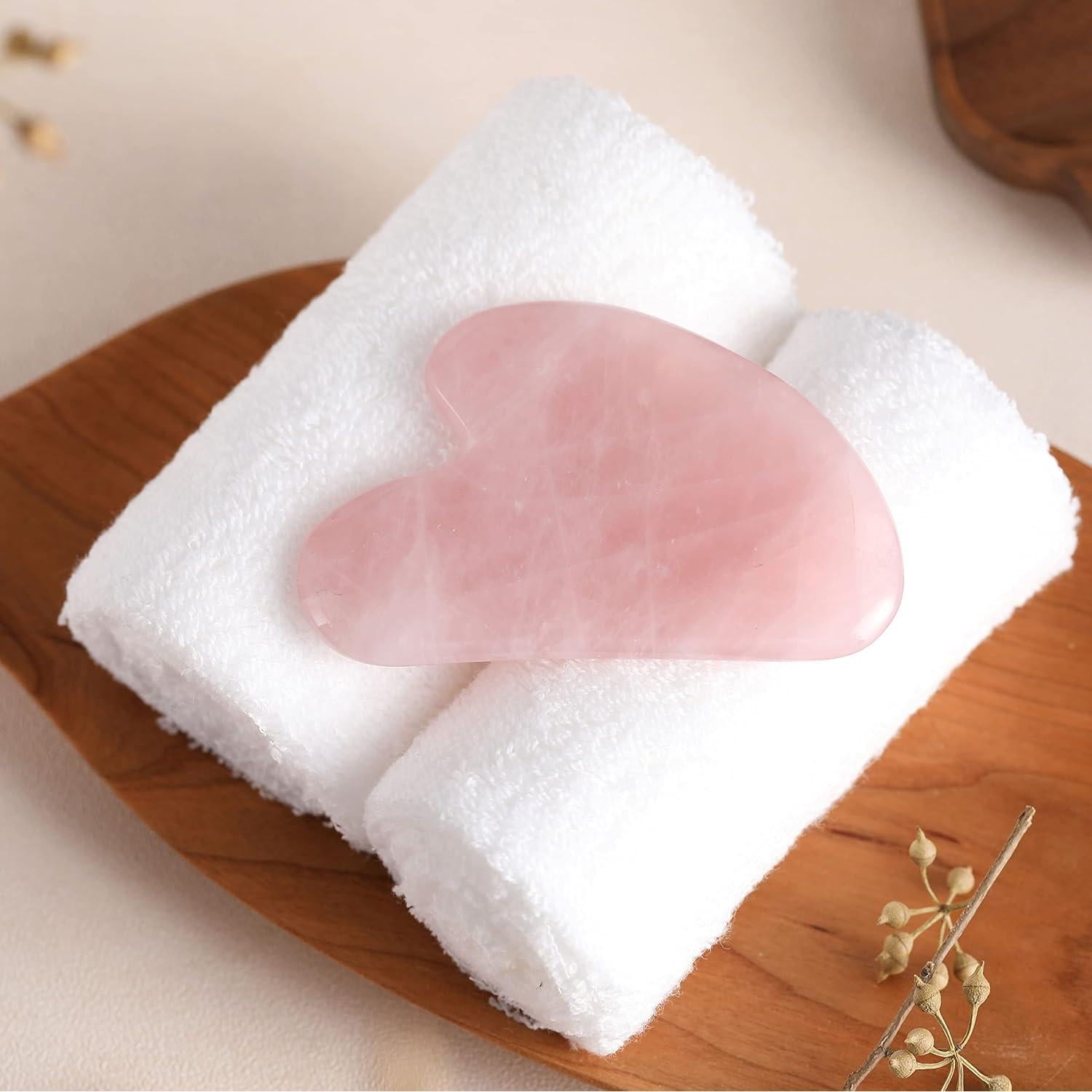 Gua Sha Facial de Cuarzo Rosa Natural GUASHAPE - 8.13x5.58cm