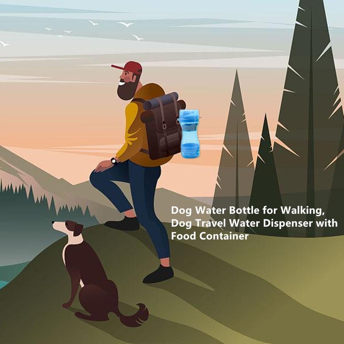 Botella de Agua para Perros Trssorm 330ml Azul a Prueba de Fugas