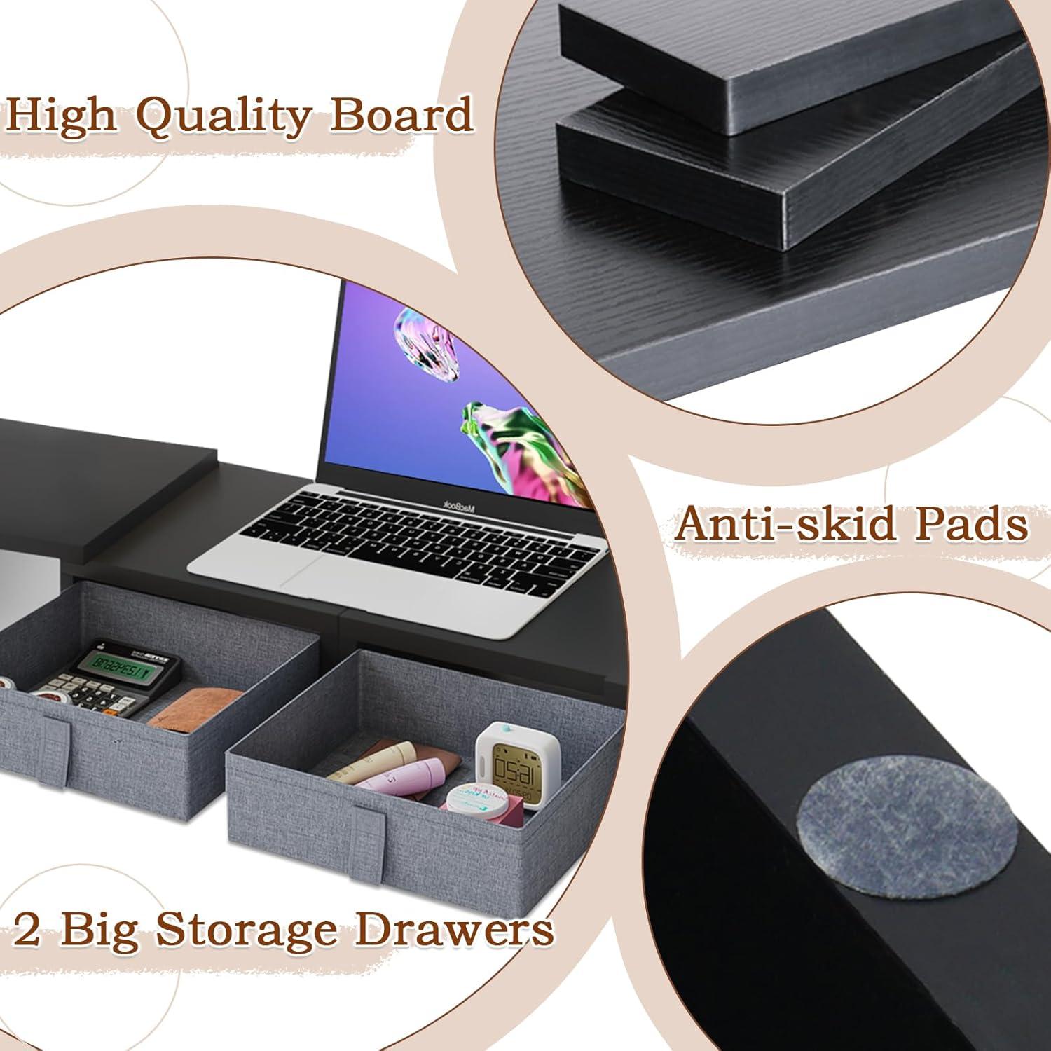 Soporte Doble para Monitor TEAMIX Ajustable con Cajones - Negro