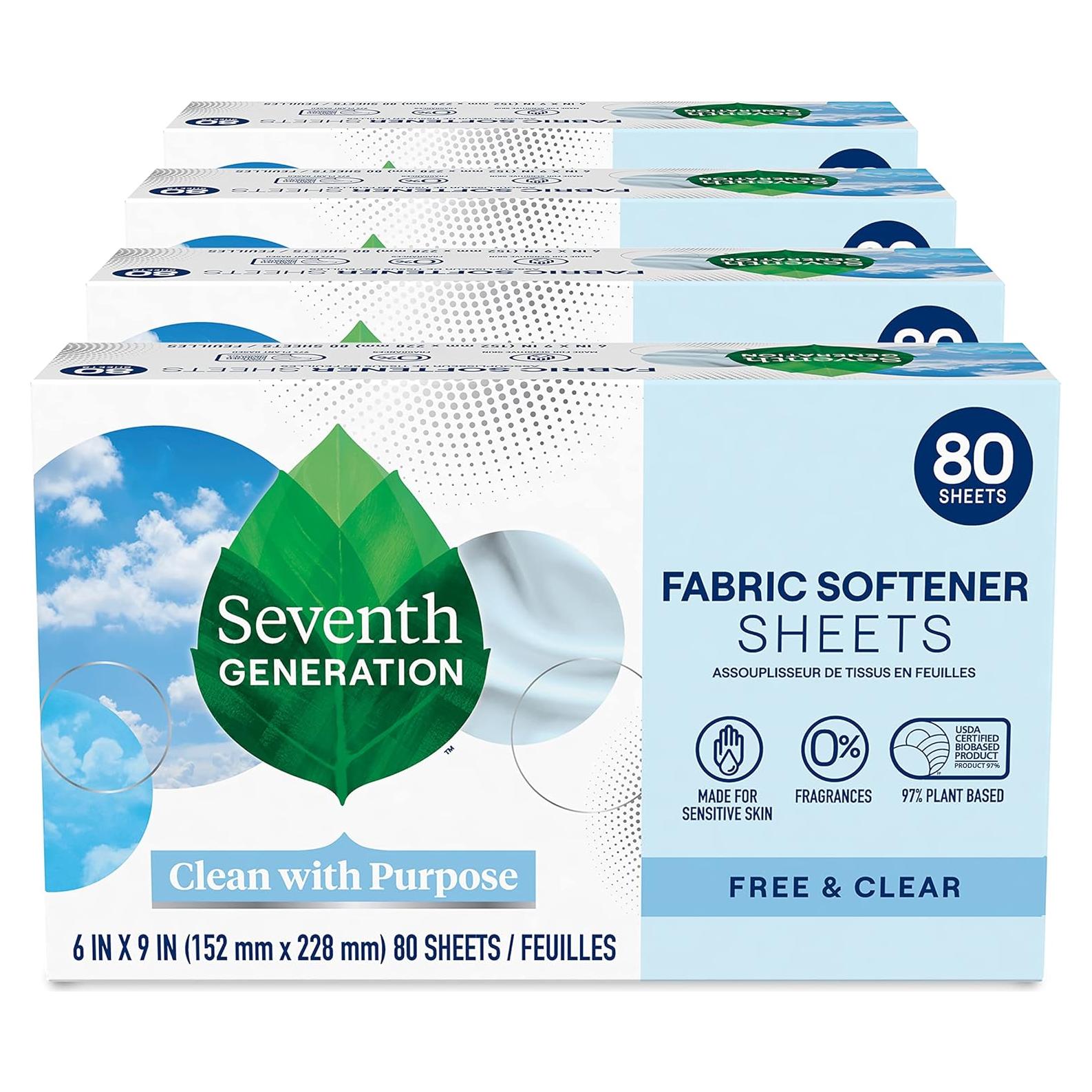 Sábanas para Secadora Seventh Generation Libre y Claro 80 Unidades