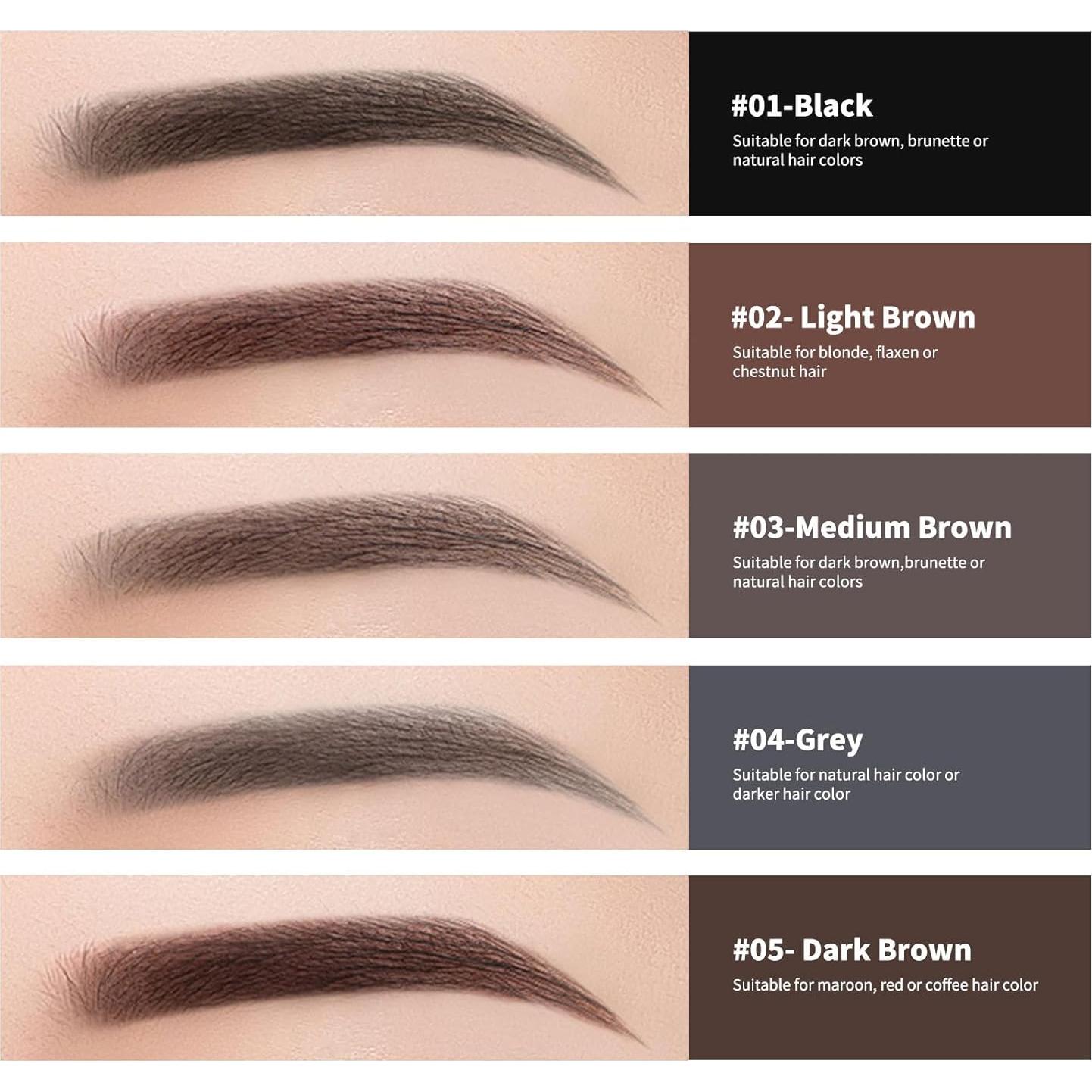 12 Lápices de Cejas Impermeables Berinist - Negro Doble Extremo