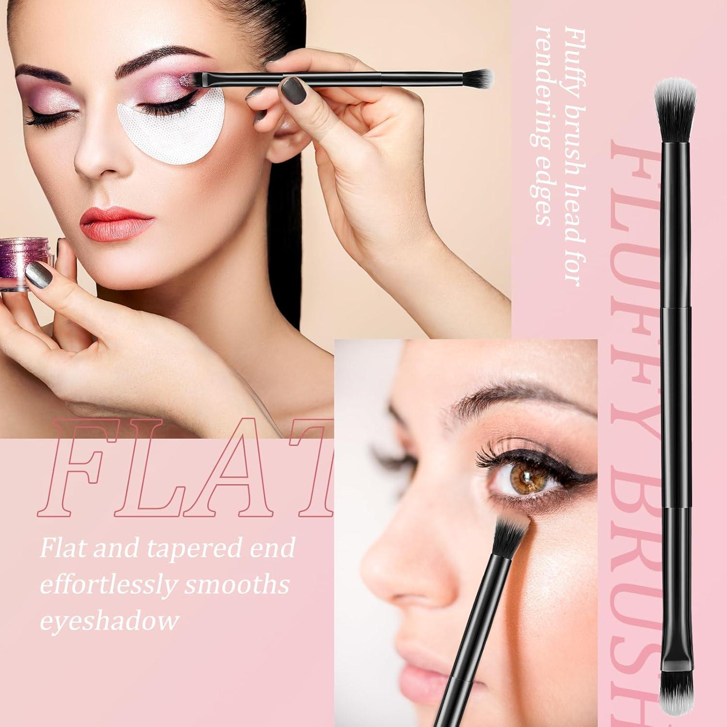 12 Brochas de Maquillaje Doble Punta Perthlin - Corrector y Sombra