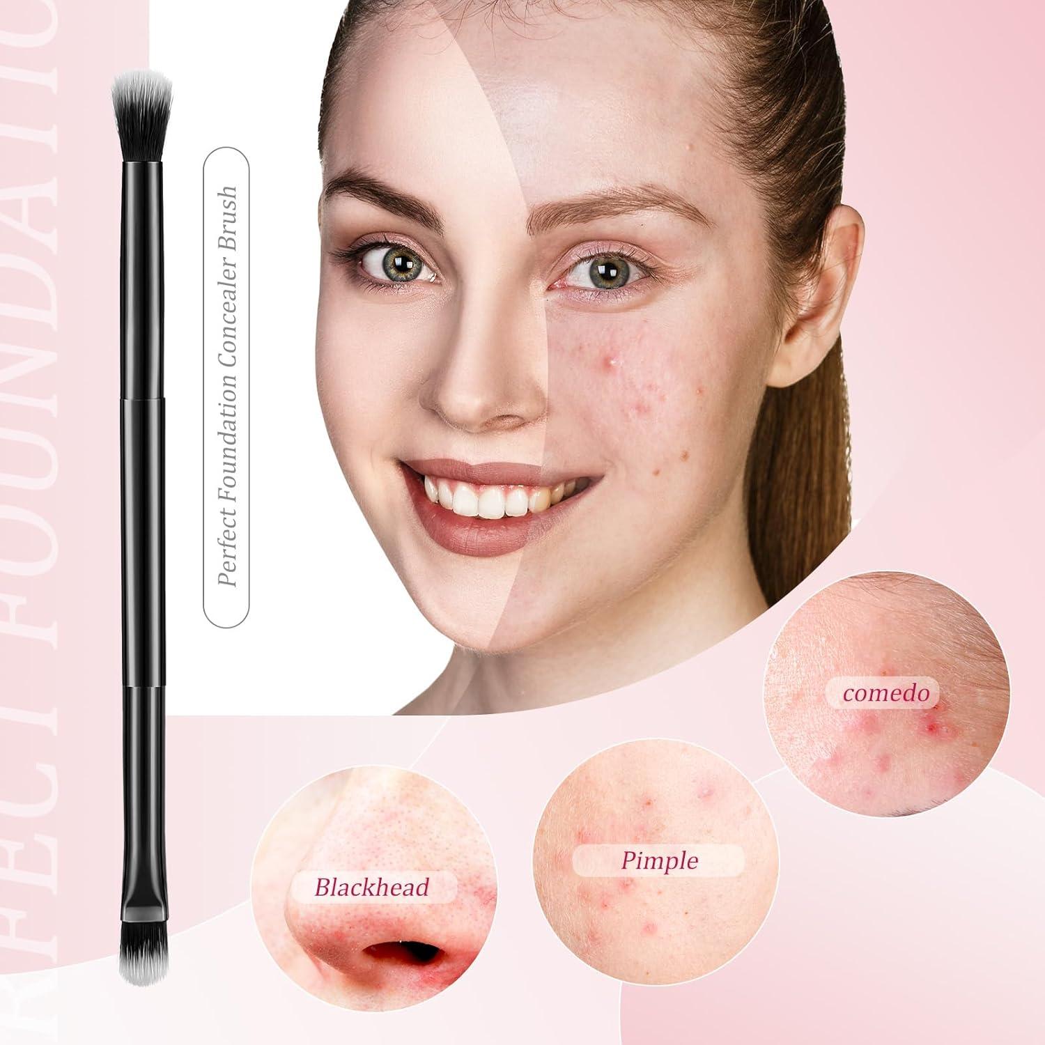 12 Brochas de Maquillaje Doble Punta Perthlin - Corrector y Sombra