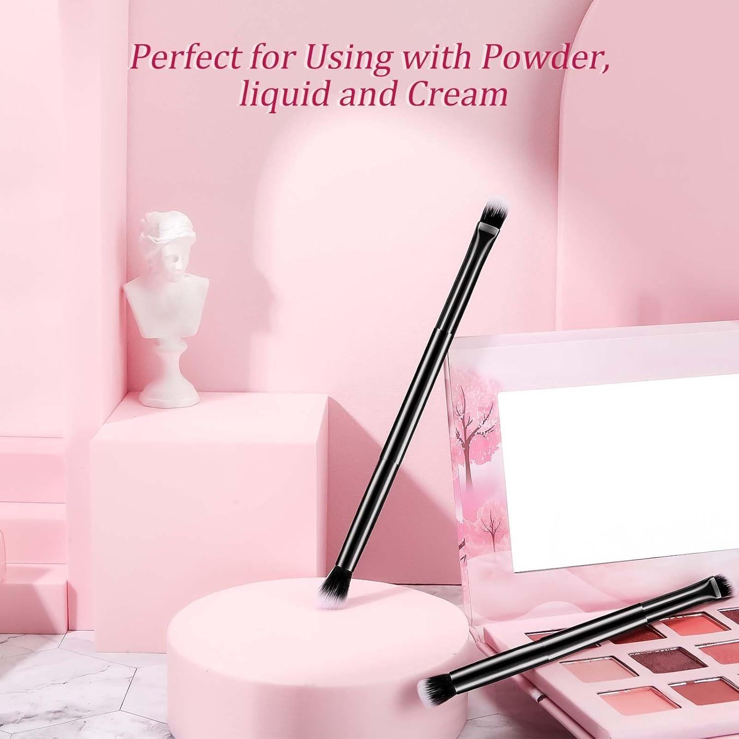 12 Brochas de Maquillaje Doble Punta Perthlin - Corrector y Sombra