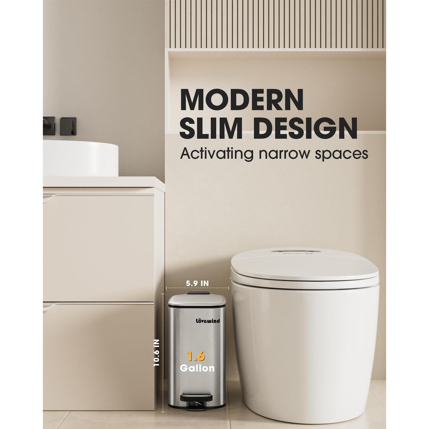 Canasta de Basura Lovewind Acero Inoxidable 6 Litros Pedal