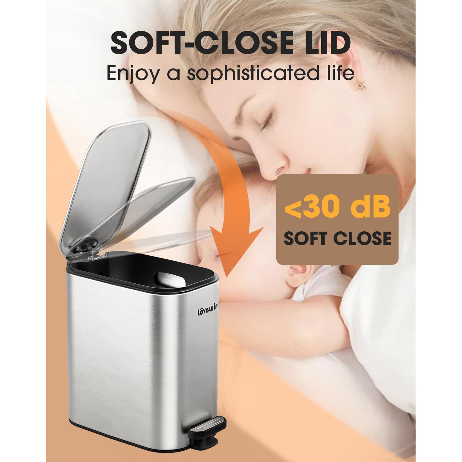 Canasta de Basura Lovewind Acero Inoxidable 6 Litros Pedal