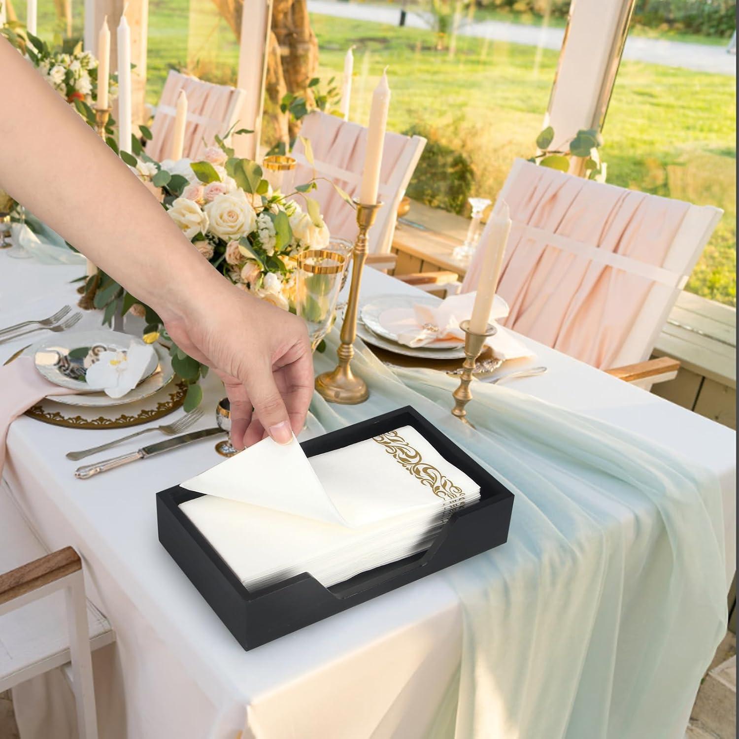 Soporte de Servilletas de Madera Gtencemen Negro 24.1x14x5.1cm