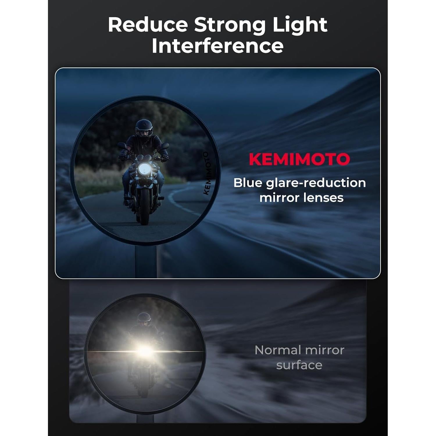 Espejos de Manillar KEMIMOTO 8,89 cm Antideslumbrante Universal