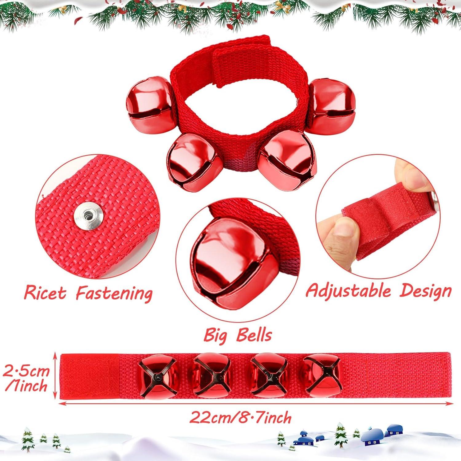 Pulseras de Campanas de Jingle Augshy - 2 Piezas Rojas