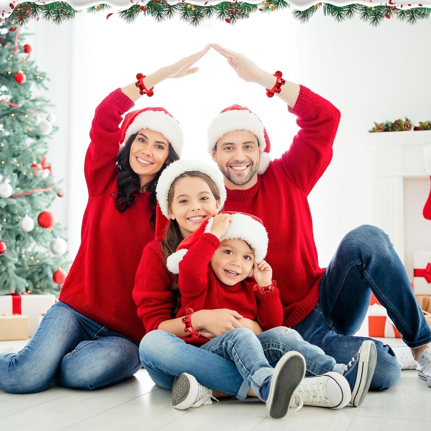 Pulseras de Campanas de Jingle Augshy - 2 Piezas Rojas