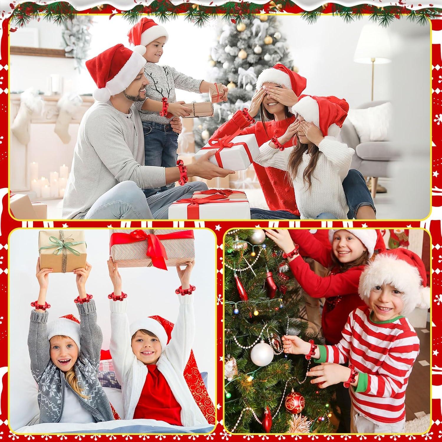 Pulseras de Campanas de Jingle Augshy - 2 Piezas Rojas