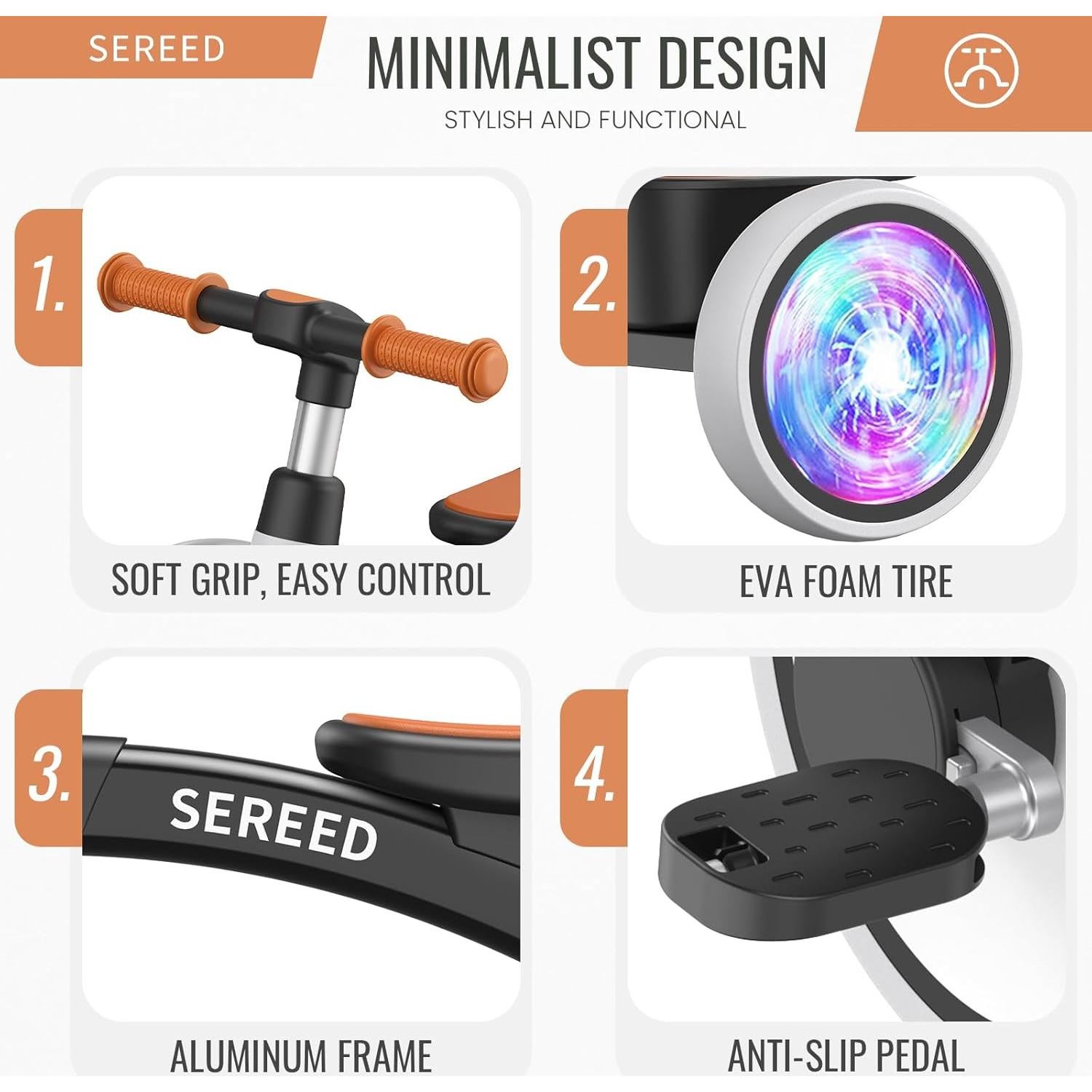 Triciclo SEREED Colorido para Niños 2 a 5 Años Ajustable