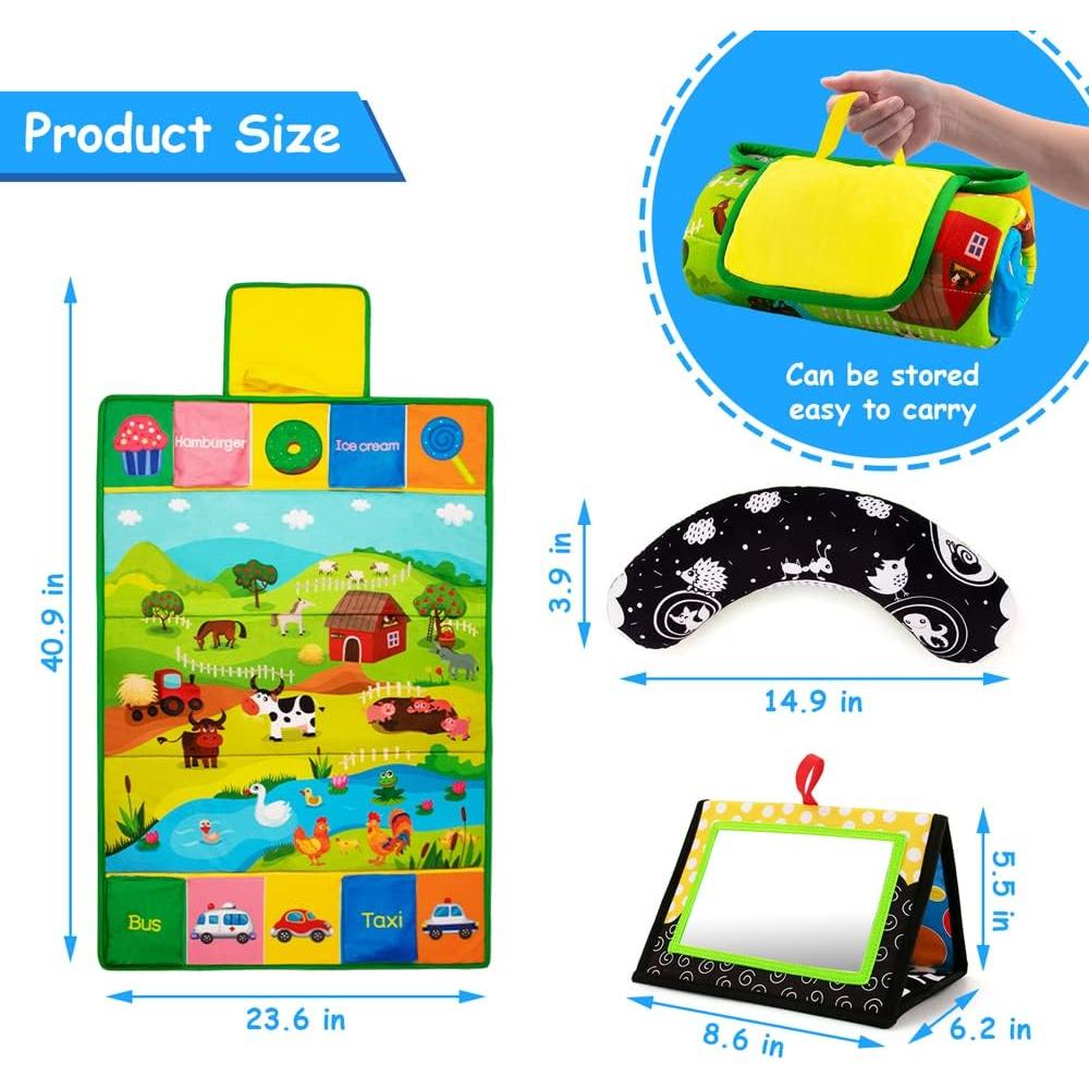 Set de Juguetes para Bebés Inbeby 3 en 1 - Alfombra, Almohada y Espejo