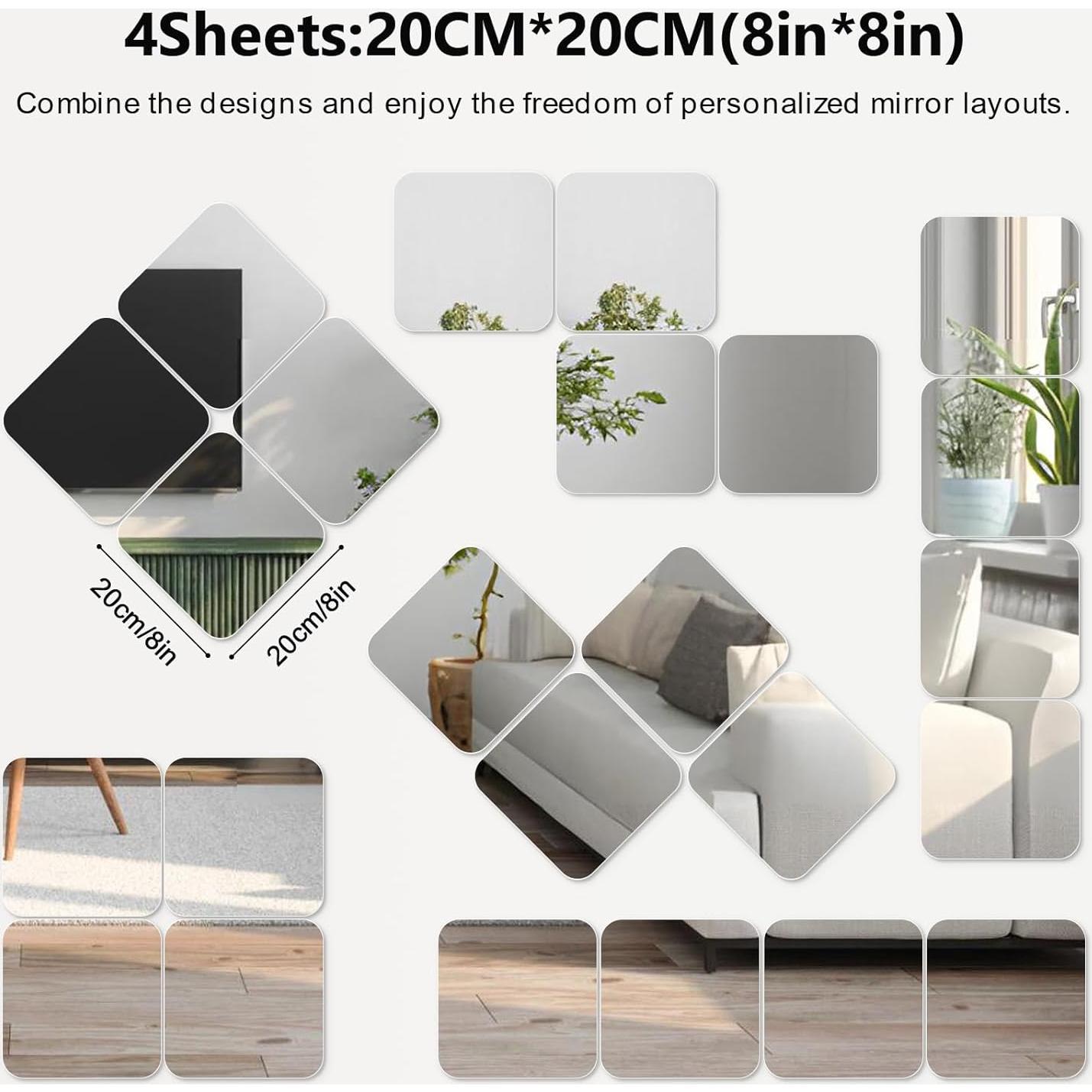 Calcomanías de Pared Shiftshade - Espejos Irrompibles 20x20 cm