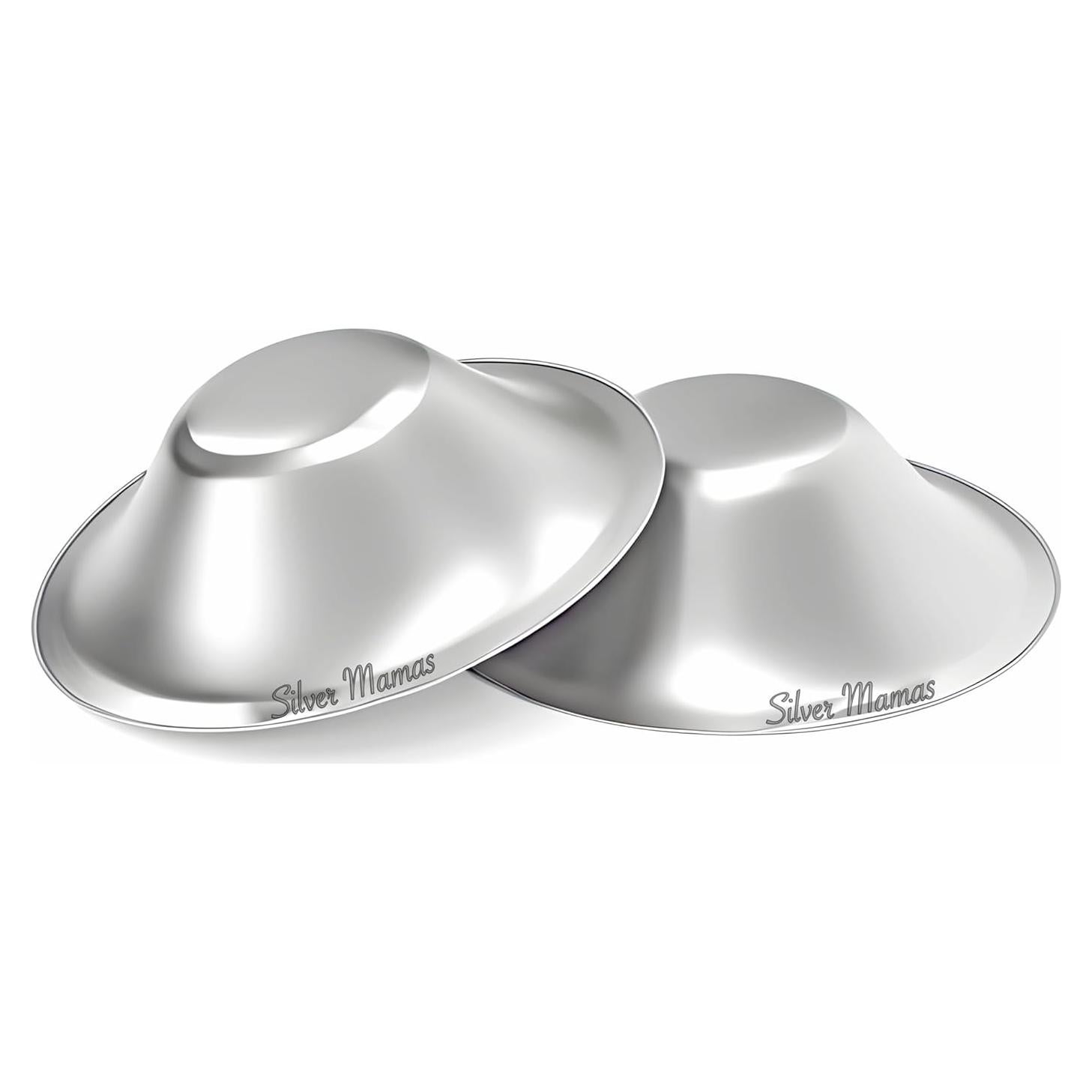 Copas de Lactancia Plateadas Hechas a Mano - Tamaño Grande