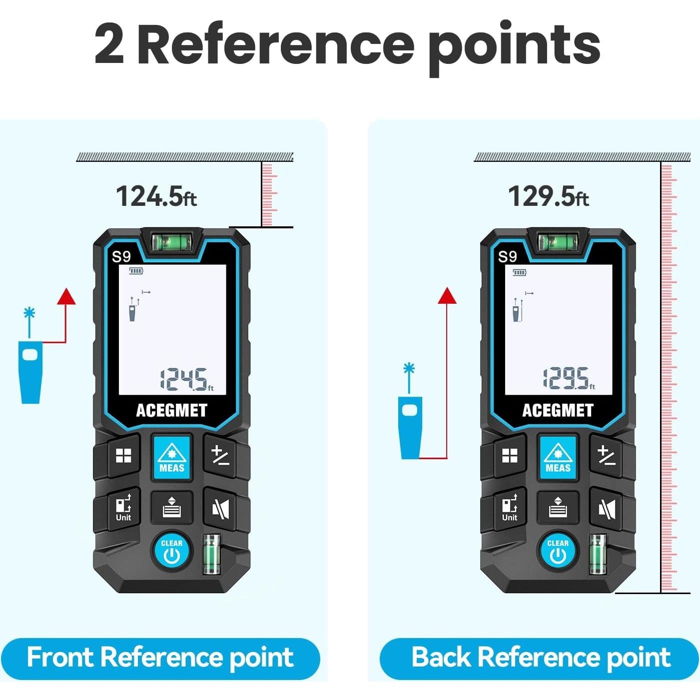 Medidor Láser ACEGMET S9 70m Bluetooth Pantalla LCD