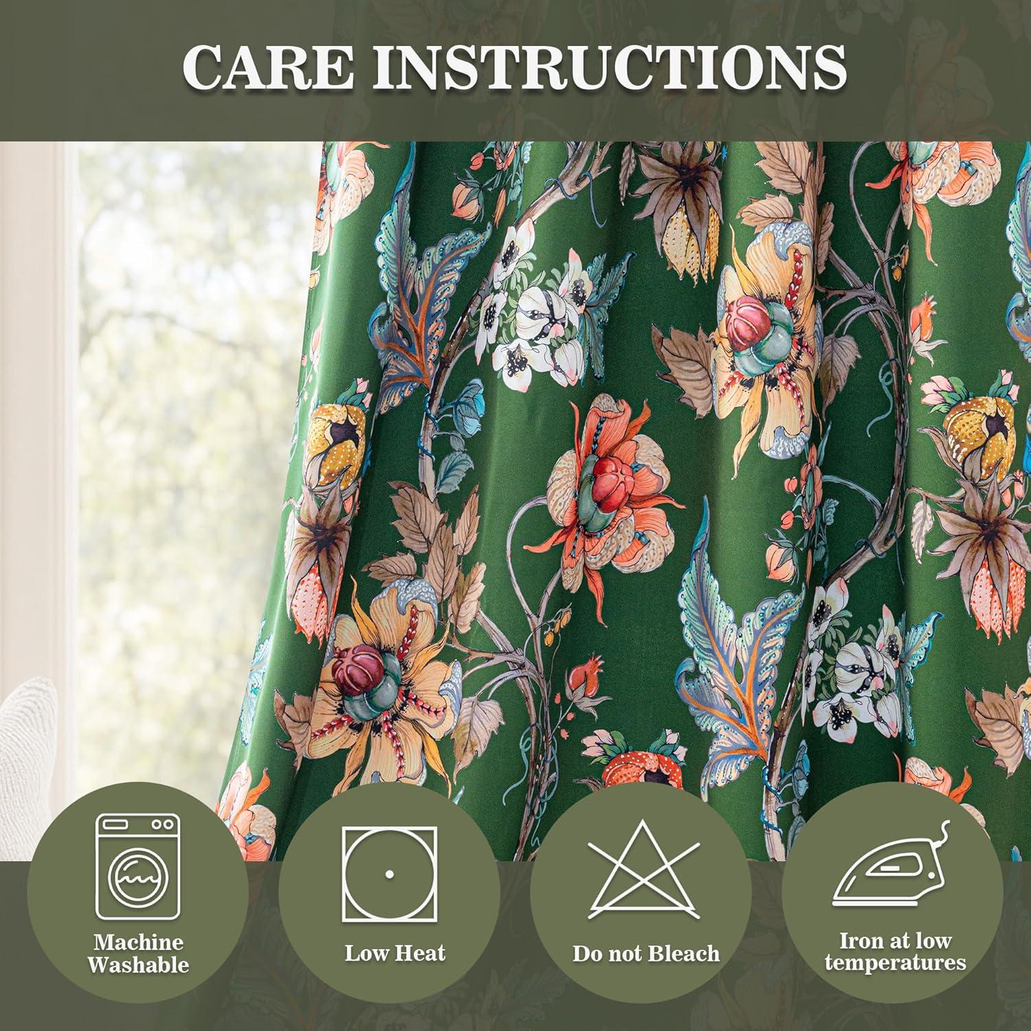 Cortinas Blackout MYSKY HOME 132x160 cm Flores Vintage Verde