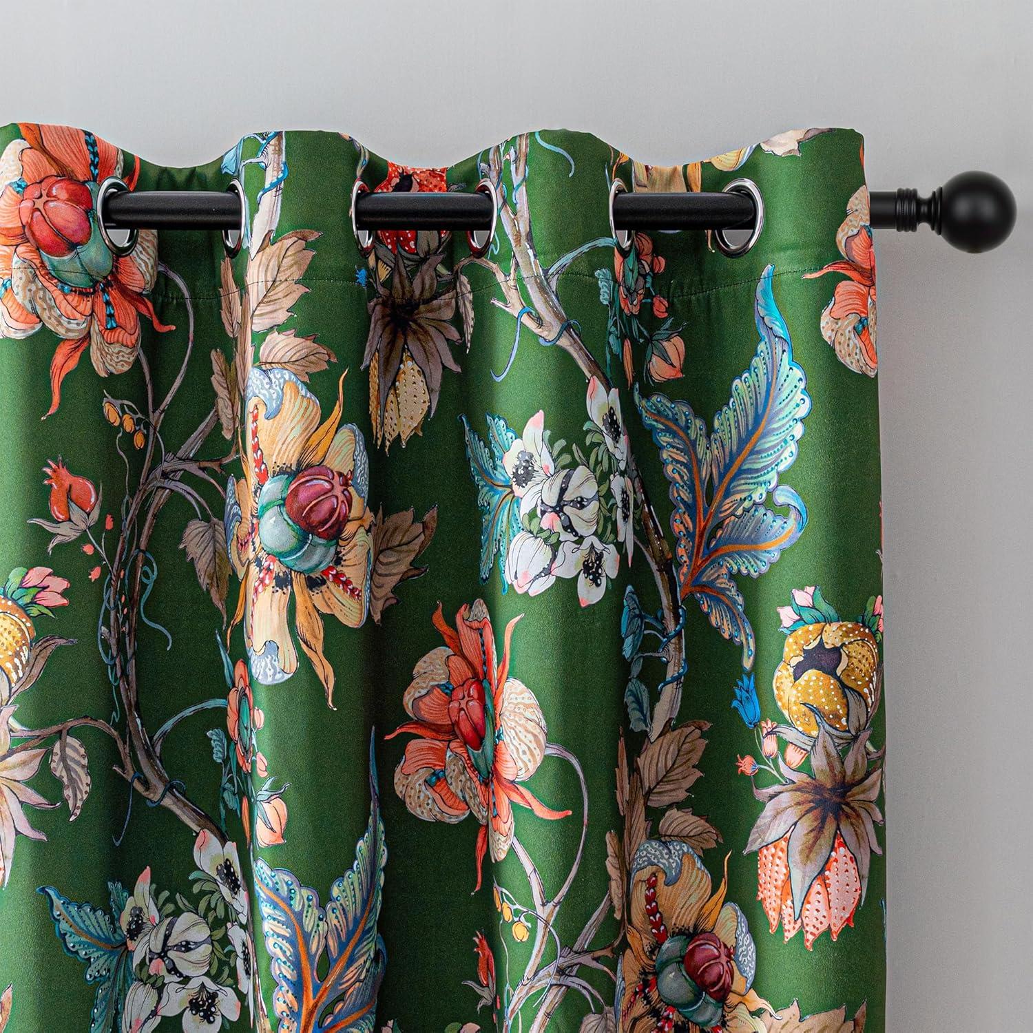 Cortinas Blackout MYSKY HOME 132x160 cm Flores Vintage Verde