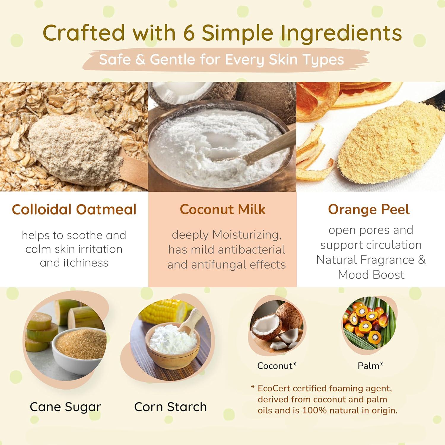 Baño de Burbujas de Avena para Bebés Wiish 16 oz Coco + Naranja