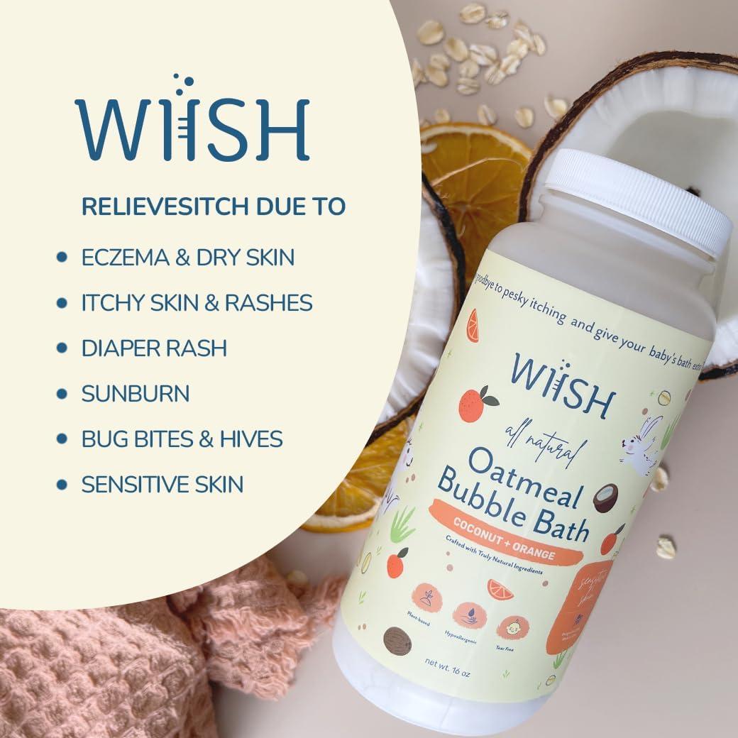 Baño de Burbujas de Avena para Bebés Wiish 16 oz Coco + Naranja