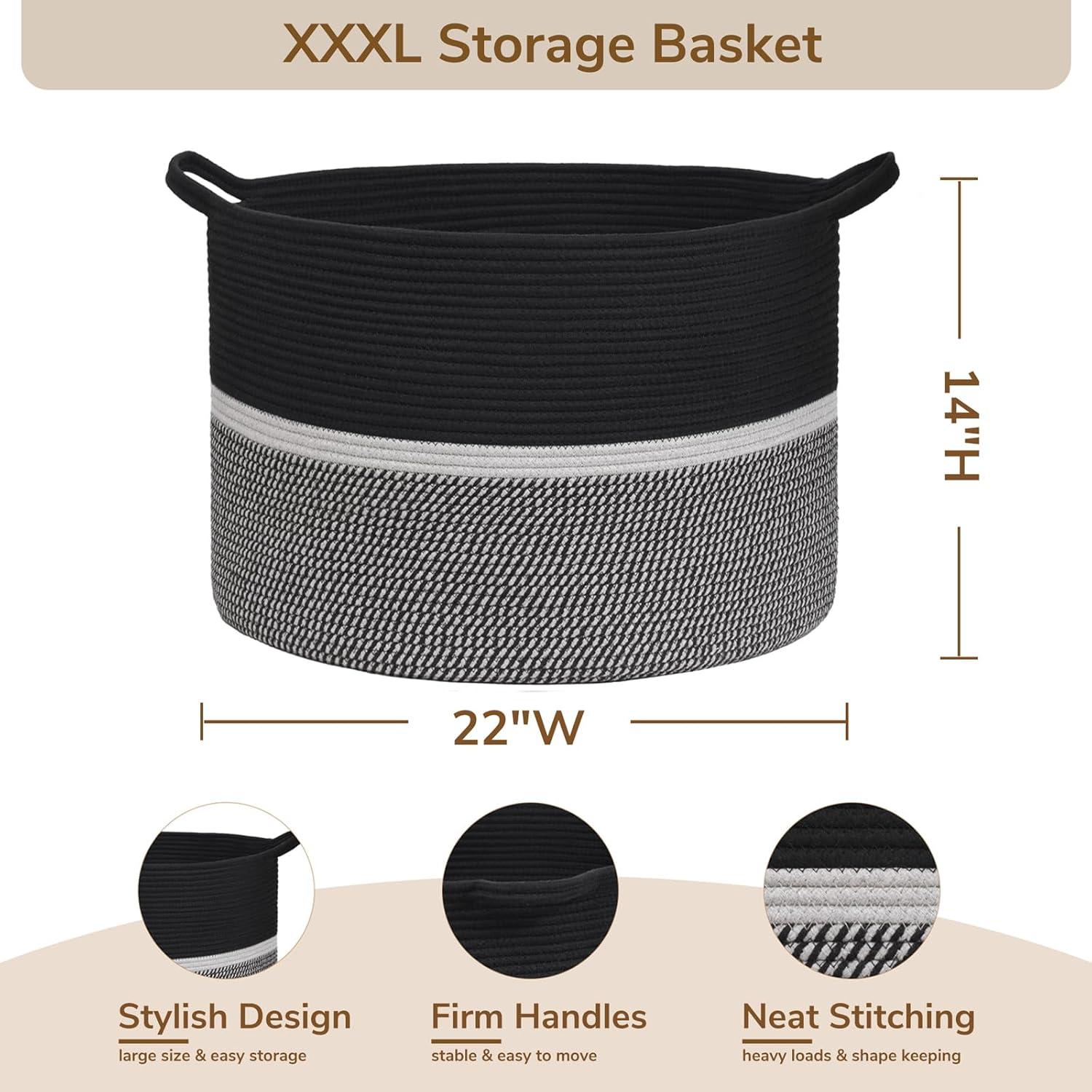 Cesta de Lavandería Grande CHICVITA 56x56x36 cm Algodón Negro