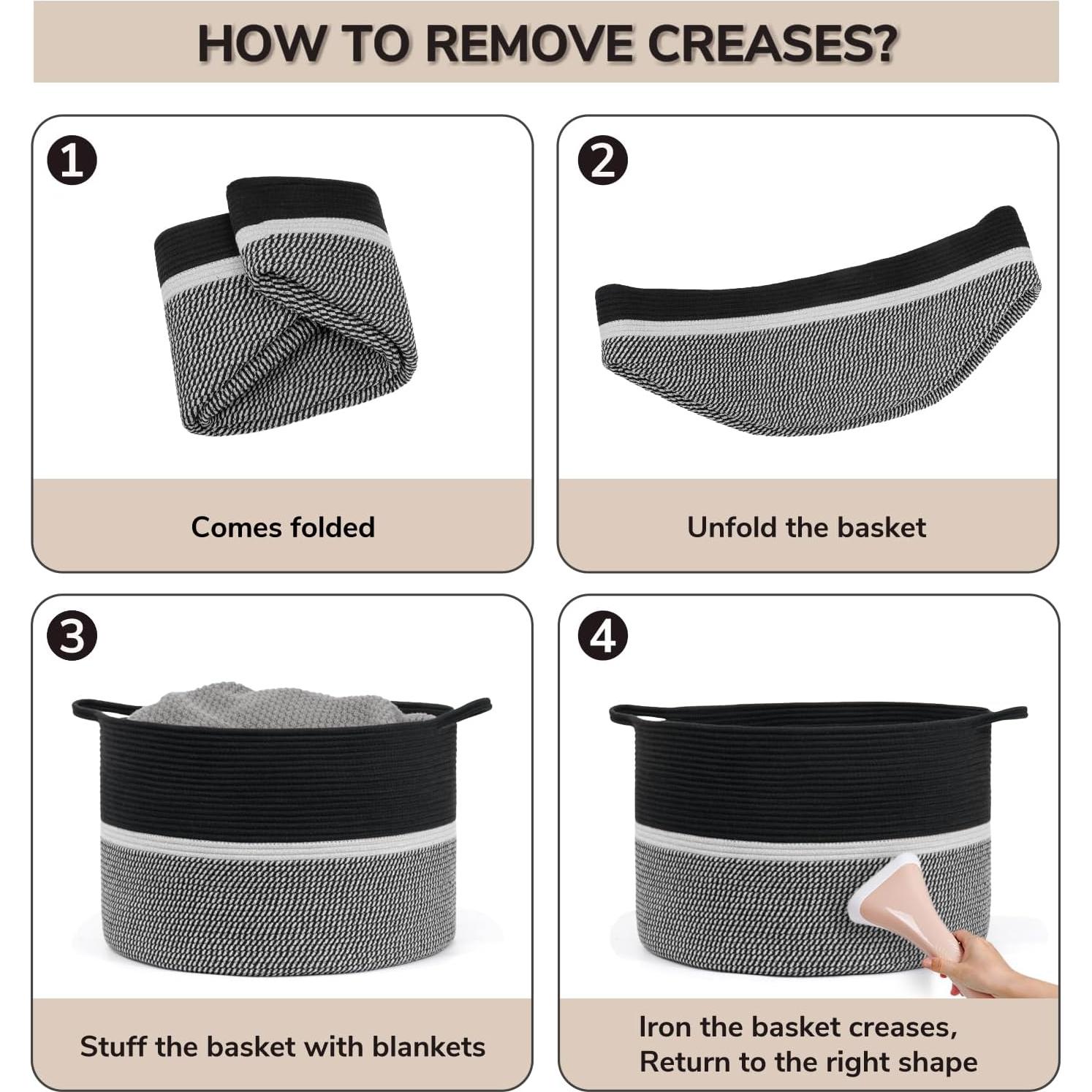 Cesta de Lavandería Grande CHICVITA 56x56x36 cm Algodón Negro