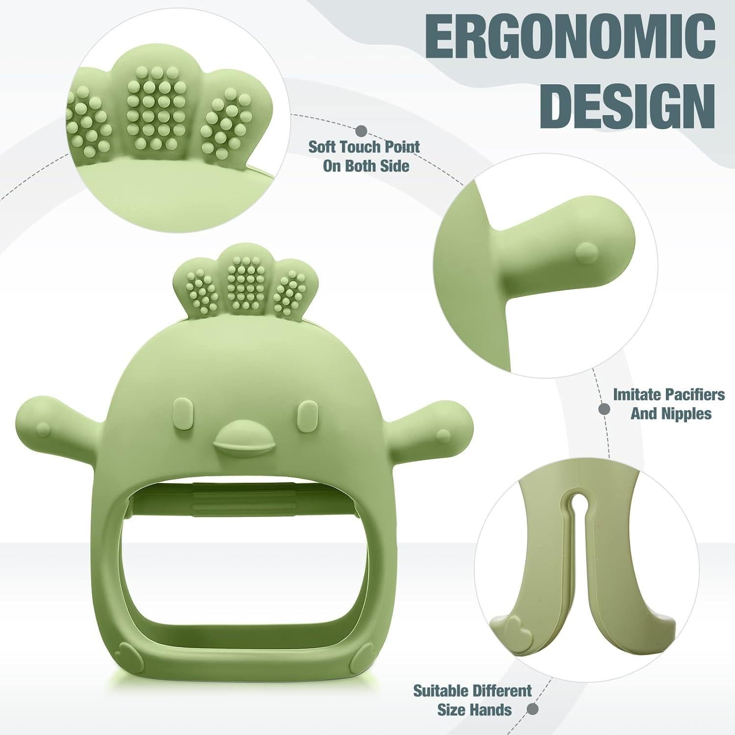 Paquete de 3 Mordedores de Silicona para Bebés 0-6 Meses