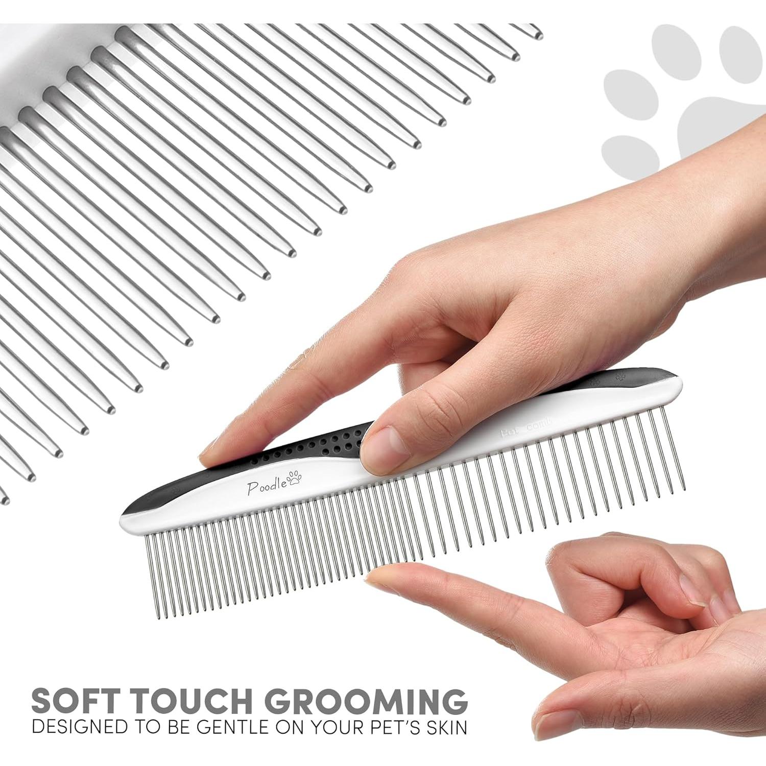 Peines para Perros Poodle Poodlie - 2 Paquete, Mango Antideslizante