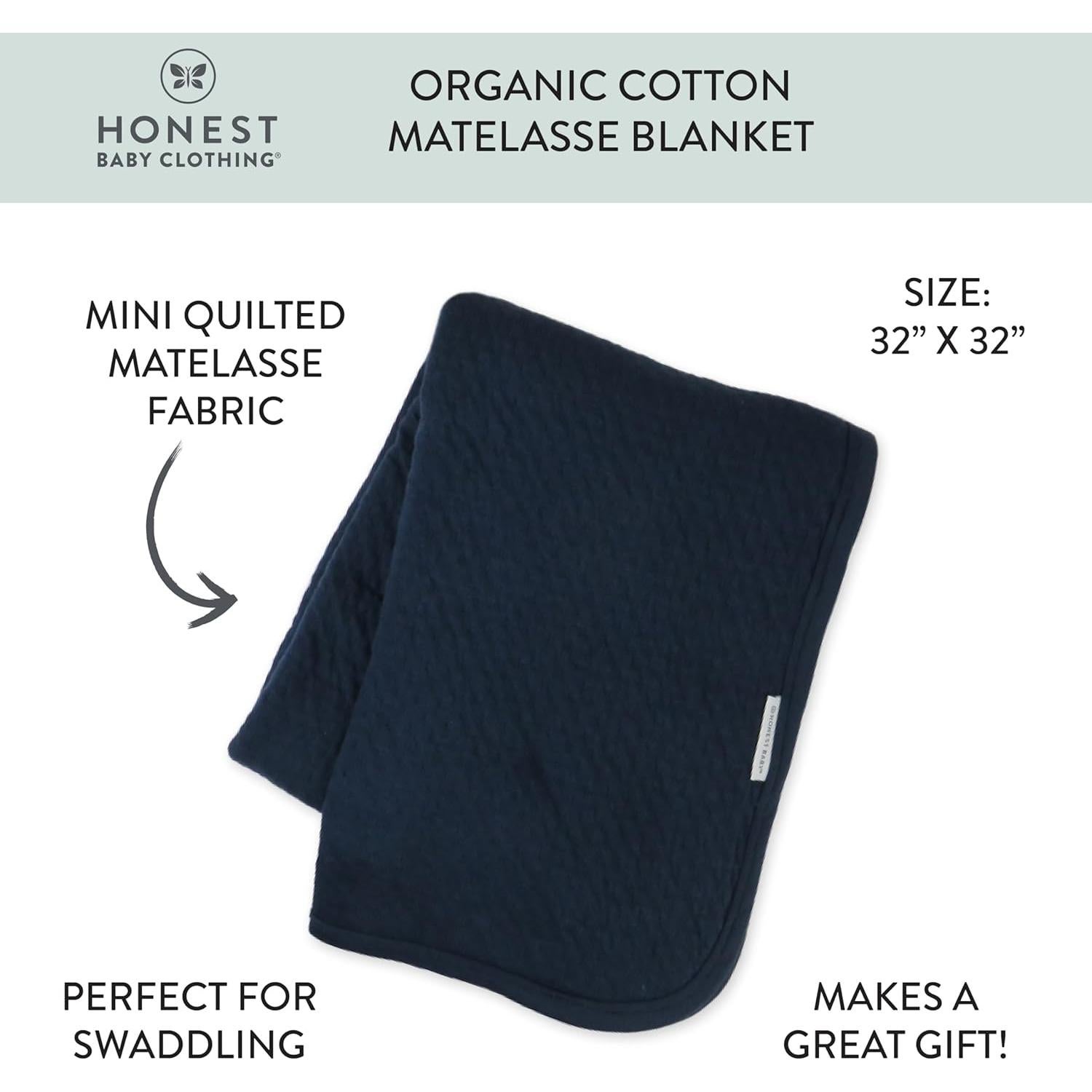 Manta Reversible Matelassé HonestBaby 100% Algodón Orgánico 81x81cm