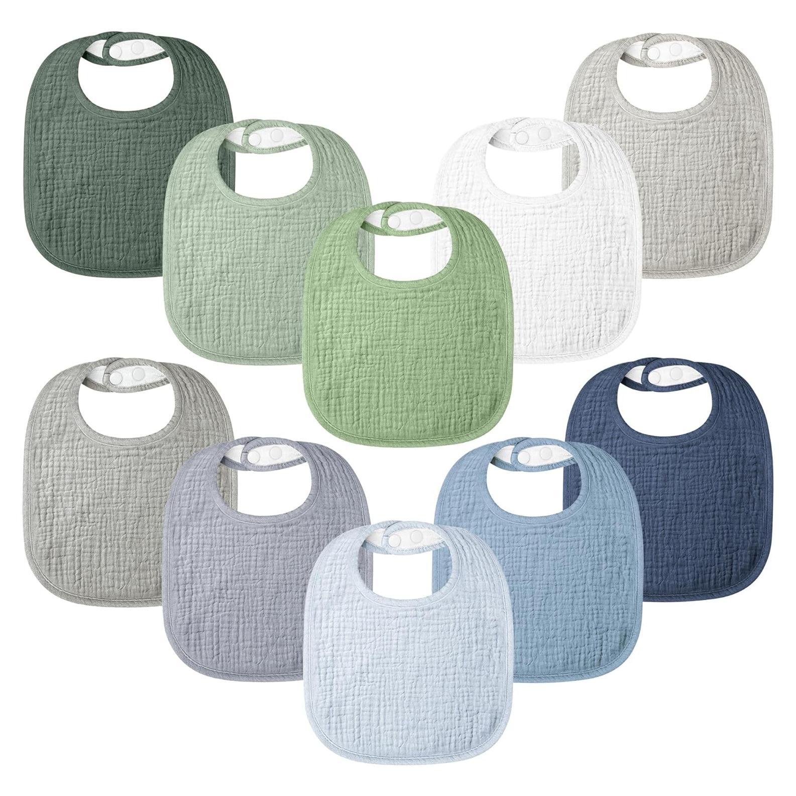 Baberos de Muselina Bearmoss 100% Algodón 10 Piezas Bebé