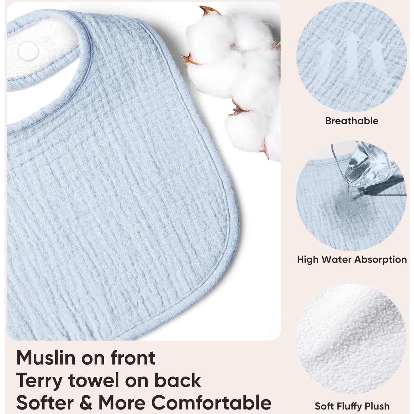 Baberos de Muselina Bearmoss 100% Algodón 10 Piezas Bebé