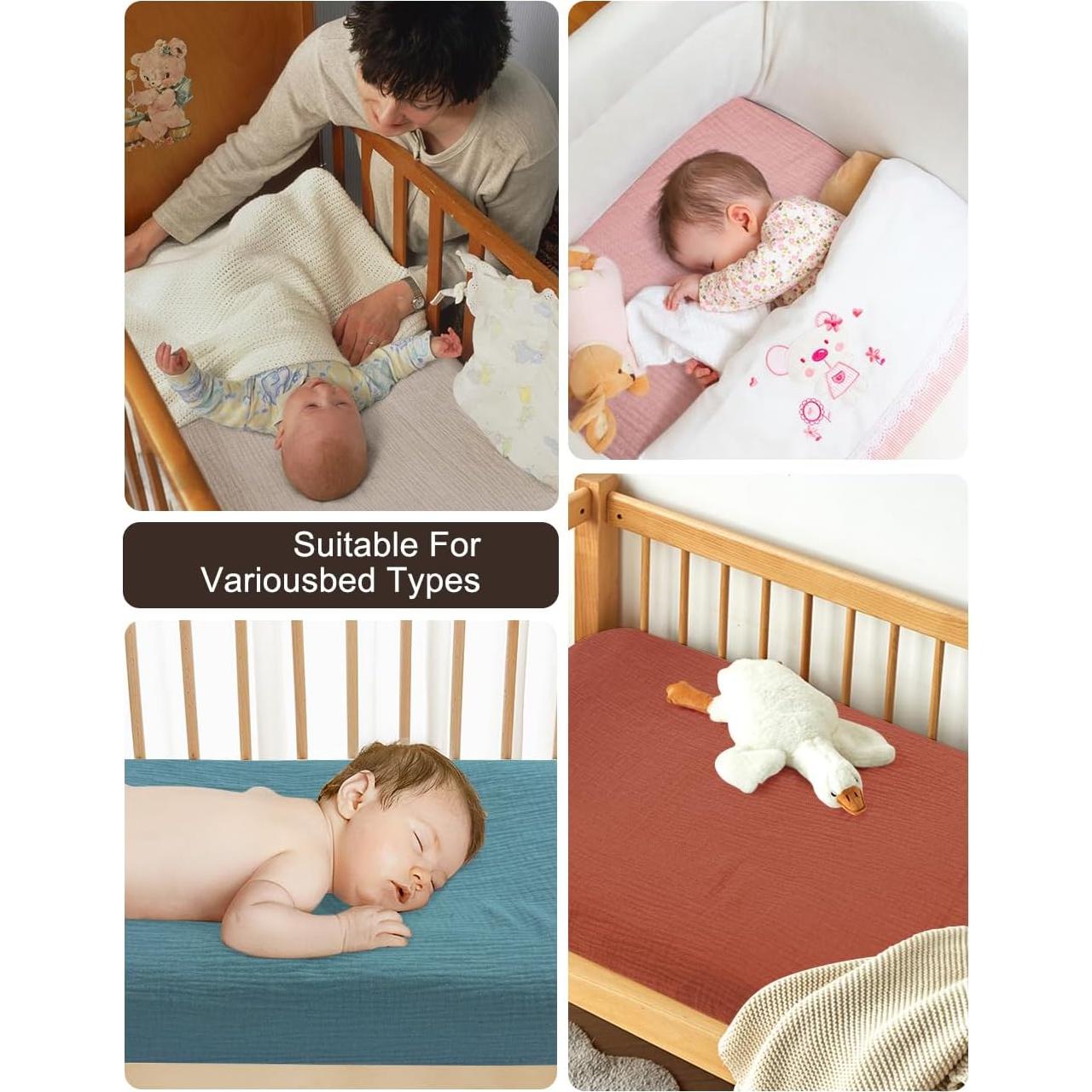 Sábanas para cuna ZURLEFY 81x41cm Algodón Muselina Azul