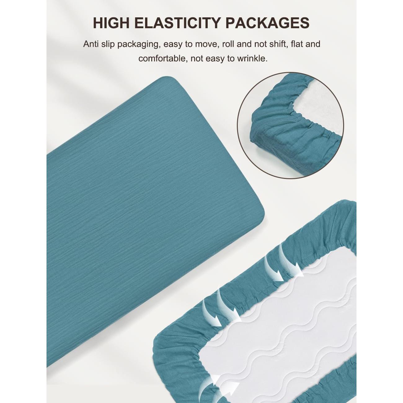 Sábanas para cuna ZURLEFY 81x41cm Algodón Muselina Azul