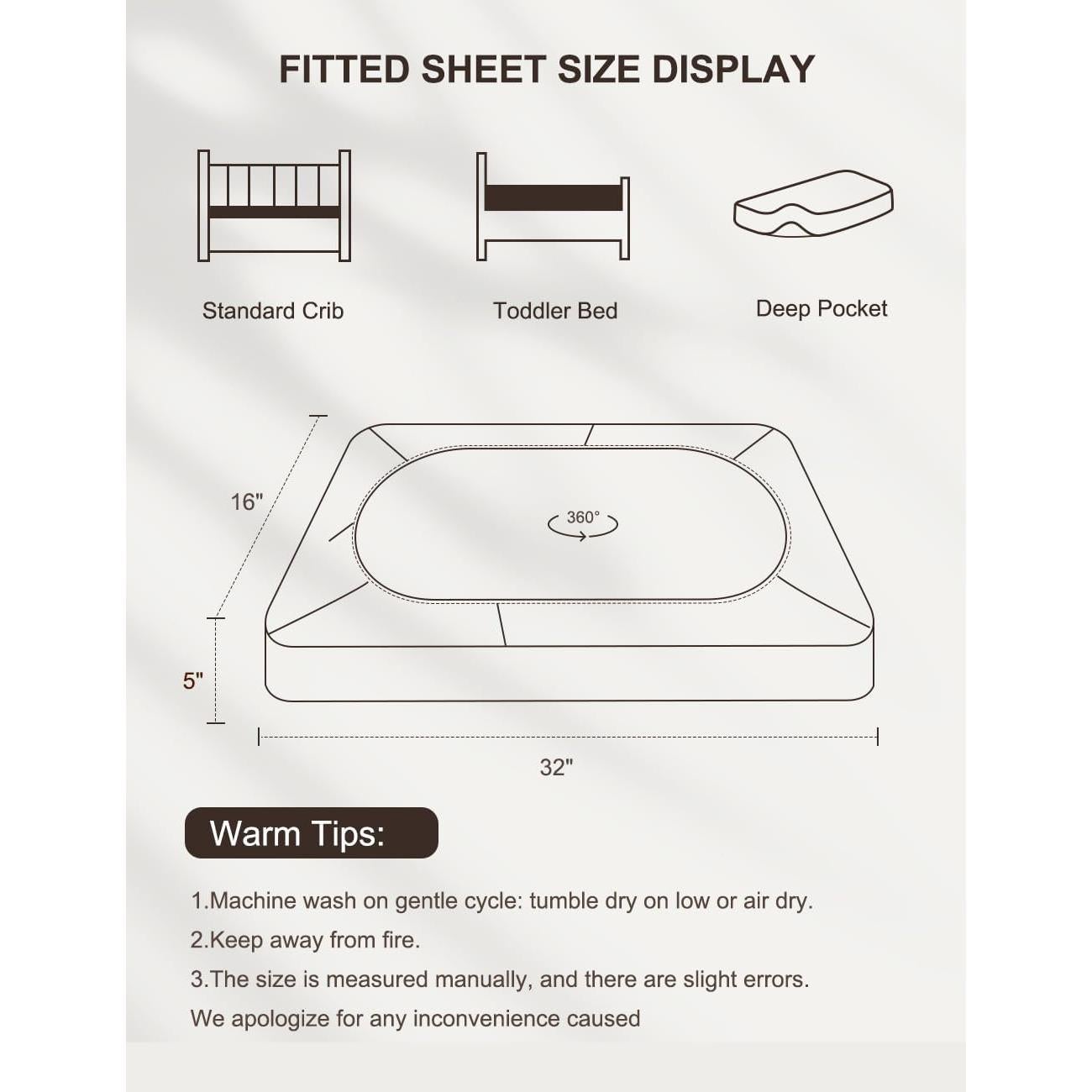 Sábanas para cuna ZURLEFY 81x41cm Algodón Muselina Azul