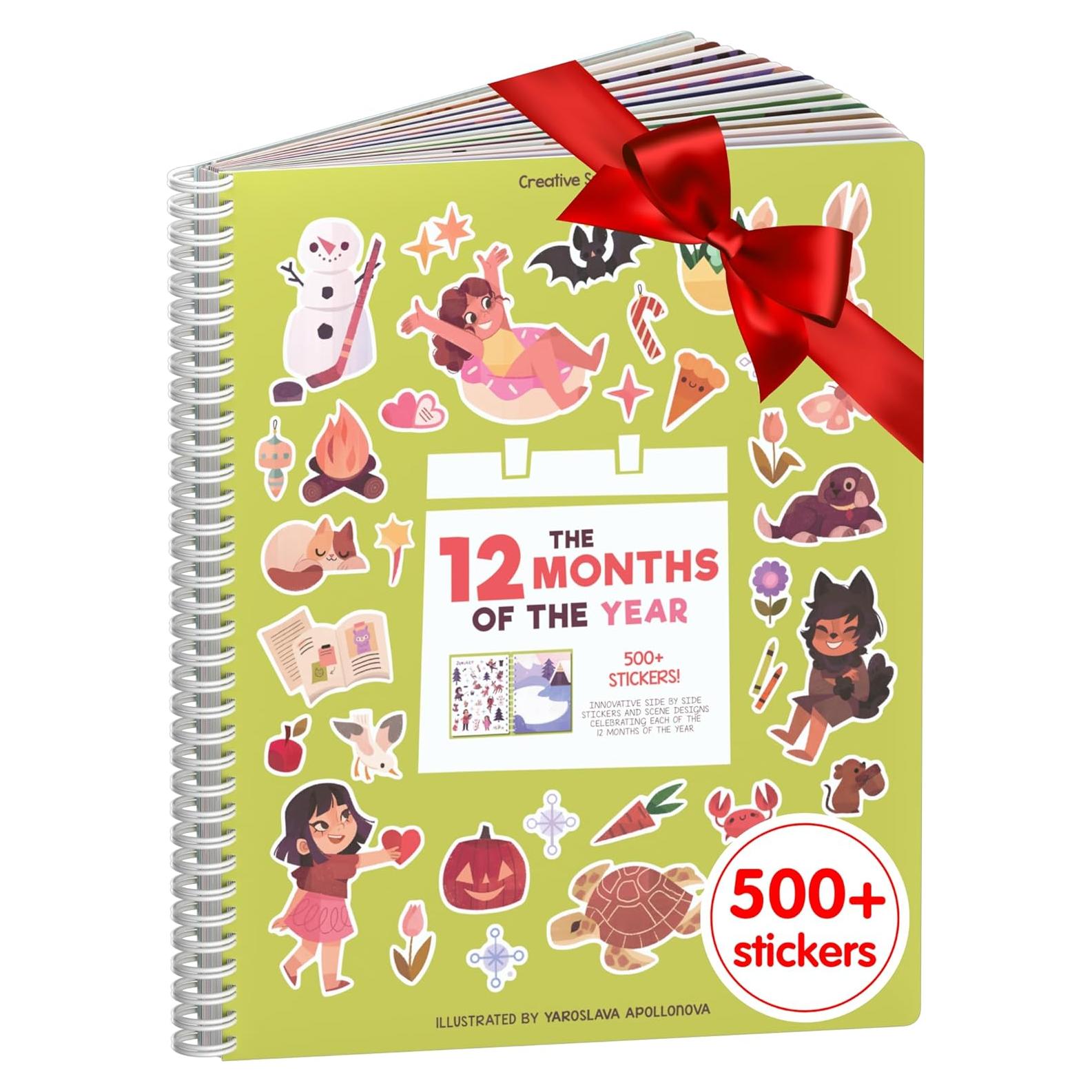 Libro de Pegatinas y Colorear CUPKIN 12 Meses 500 Pegatinas