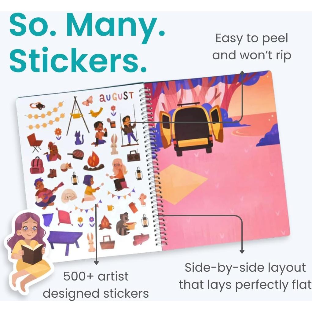 Libro de Pegatinas y Colorear CUPKIN 12 Meses 500 Pegatinas