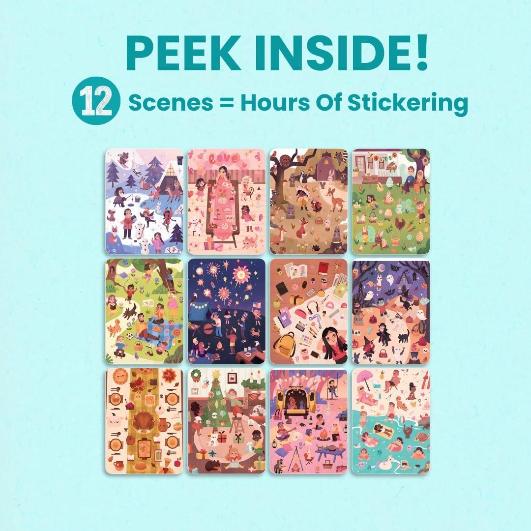 Libro de Pegatinas y Colorear CUPKIN 12 Meses 500 Pegatinas