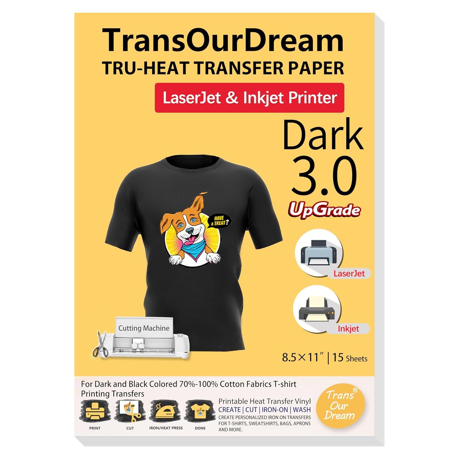 Papel de Transferencia Térmica Oscuro TransOurDream 15 Hojas A4