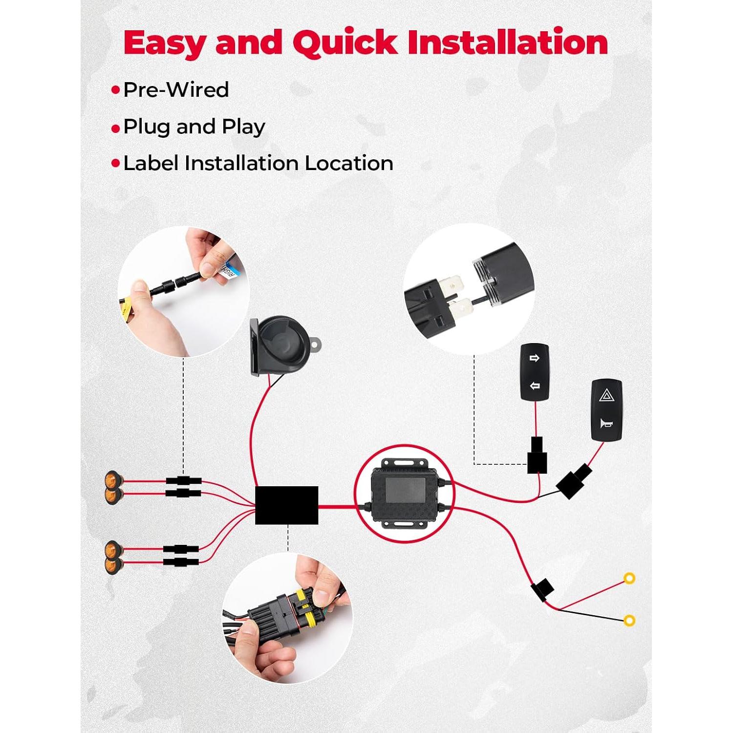 KEMIMOTO Kit de Señalización UTV con Claxon y Luz Ámbar