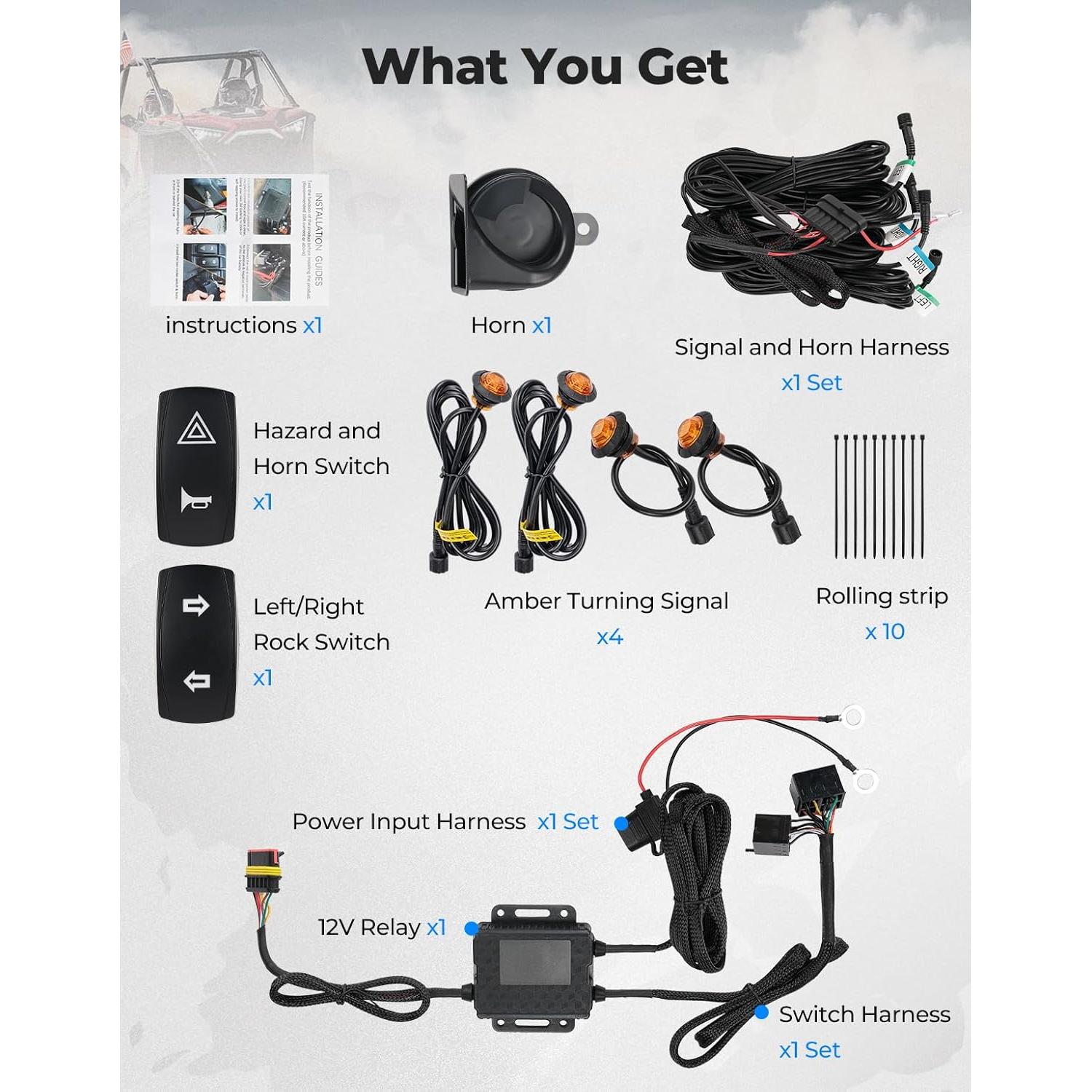 KEMIMOTO Kit de Señalización UTV con Claxon y Luz Ámbar