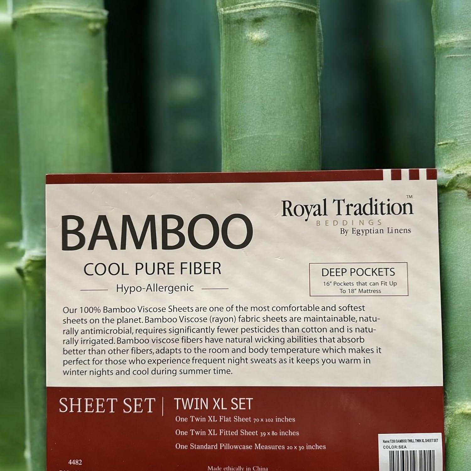 Juego de Sábanas Twin Extra Long Royal Tradition Viscosa Bambú 3 Piezas Beige