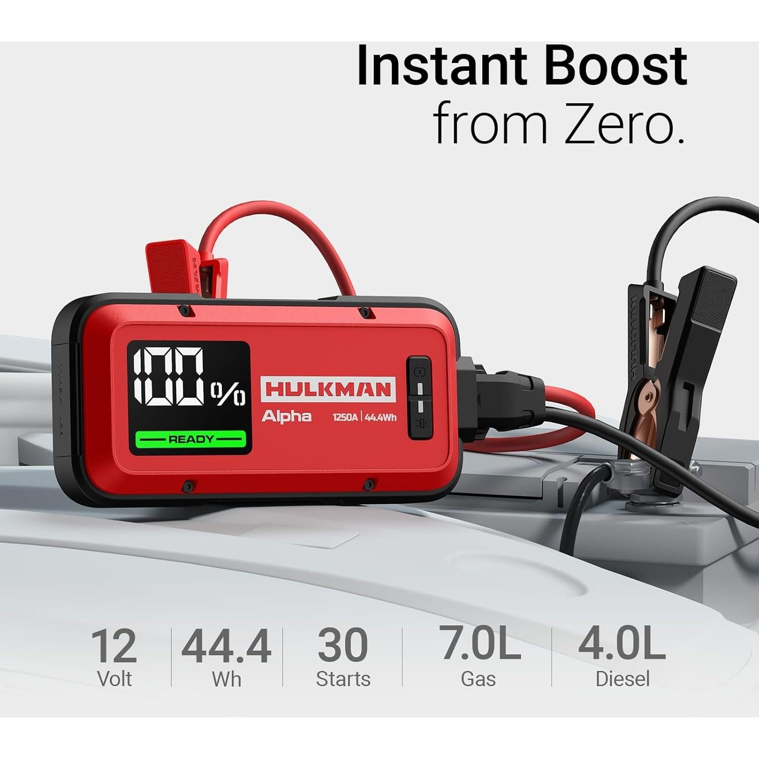 Arrancador de Batería Hulkman Alpha 1250A 44.4Wh Portátil