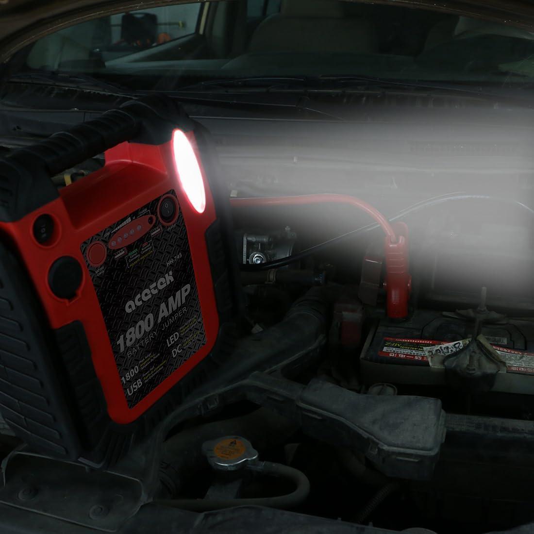 Arrancador de Coche Acetek HH745 1800A 20000mAh con Luz LED