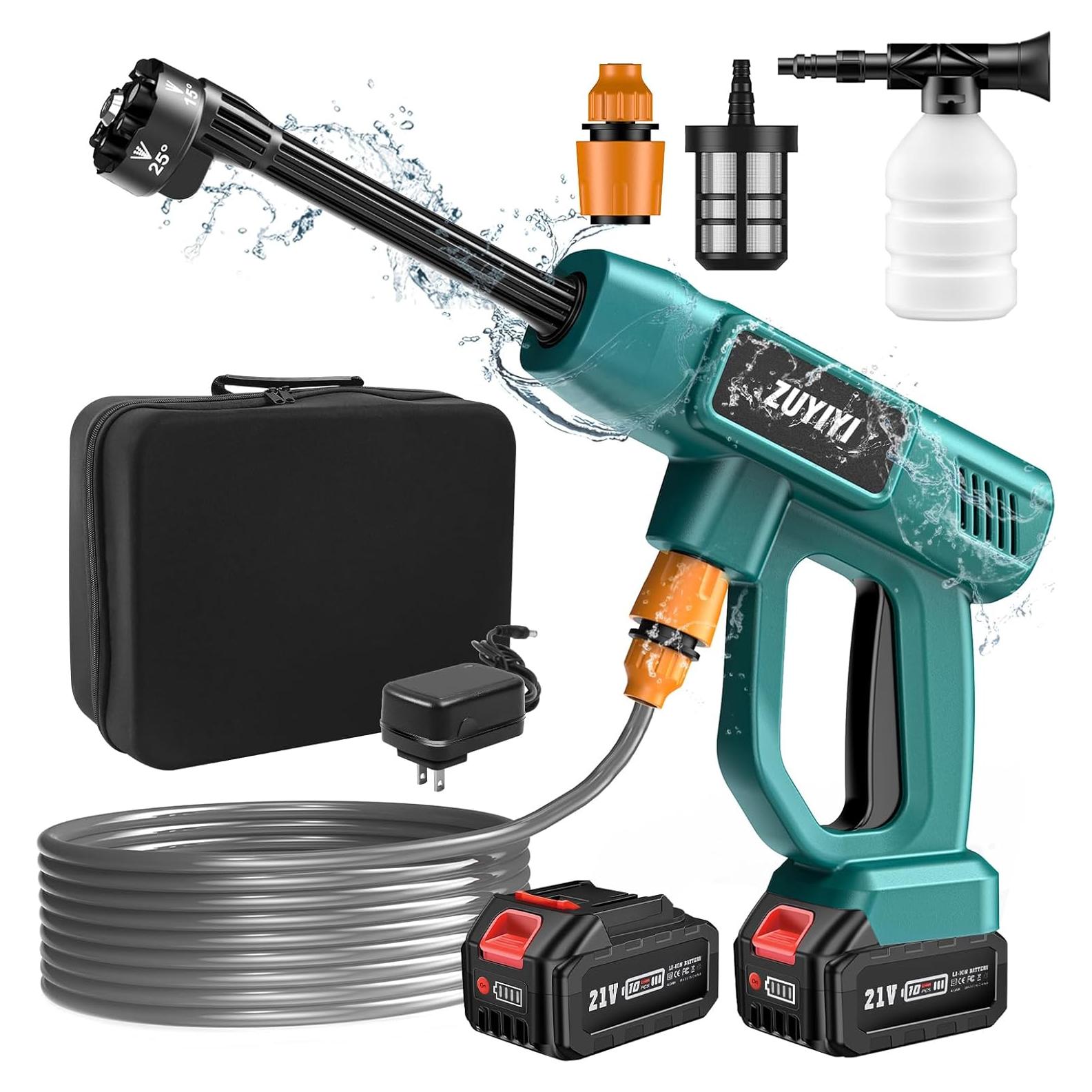 Limpiadora a Presión Inalámbrica ZUYIYI 970 PSI 2 Baterías 4.0Ah