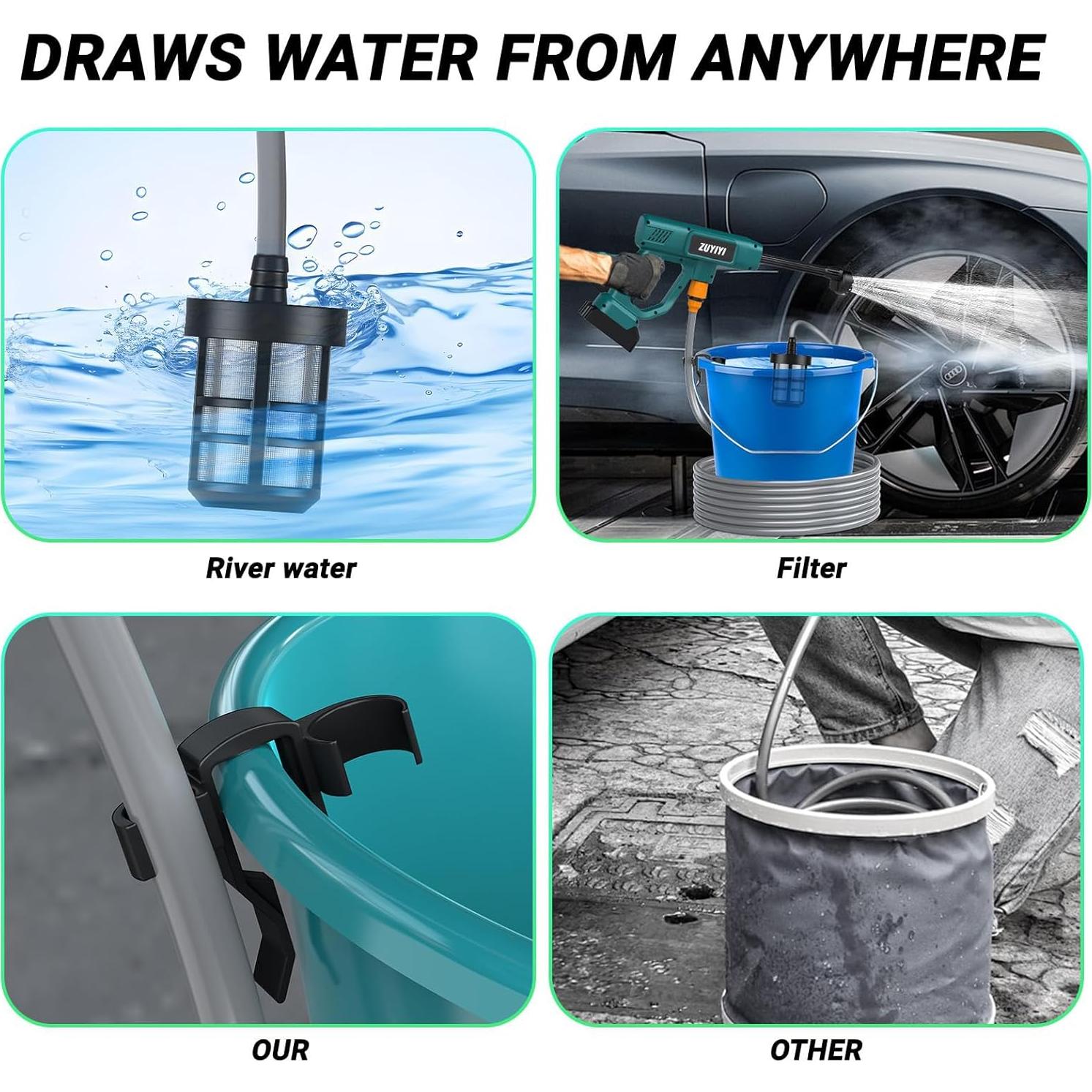 Limpiadora a Presión Inalámbrica ZUYIYI 970 PSI 2 Baterías 4.0Ah